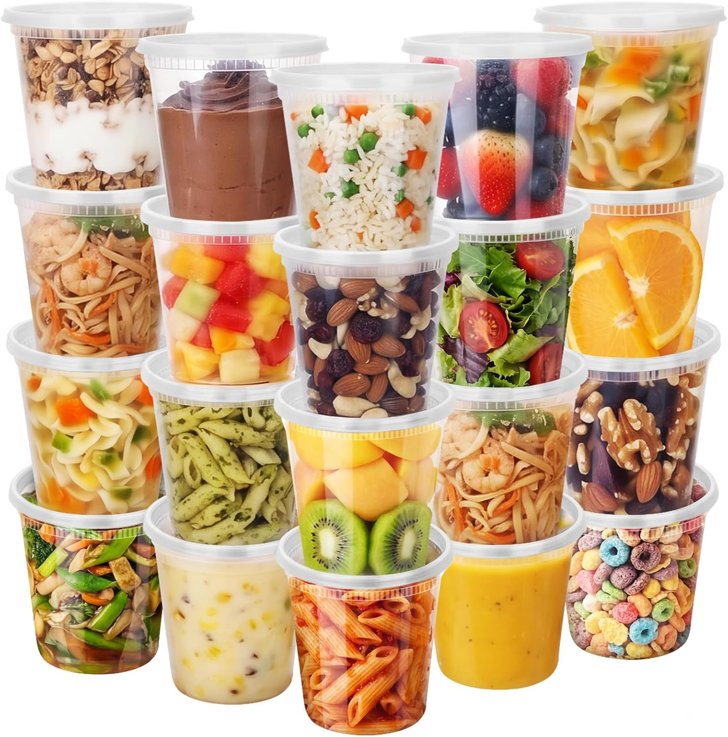 72 Sets (144-Piece) Deli Containers with Lids,24Oz X 72 Set Each, Leak-Proof & B
