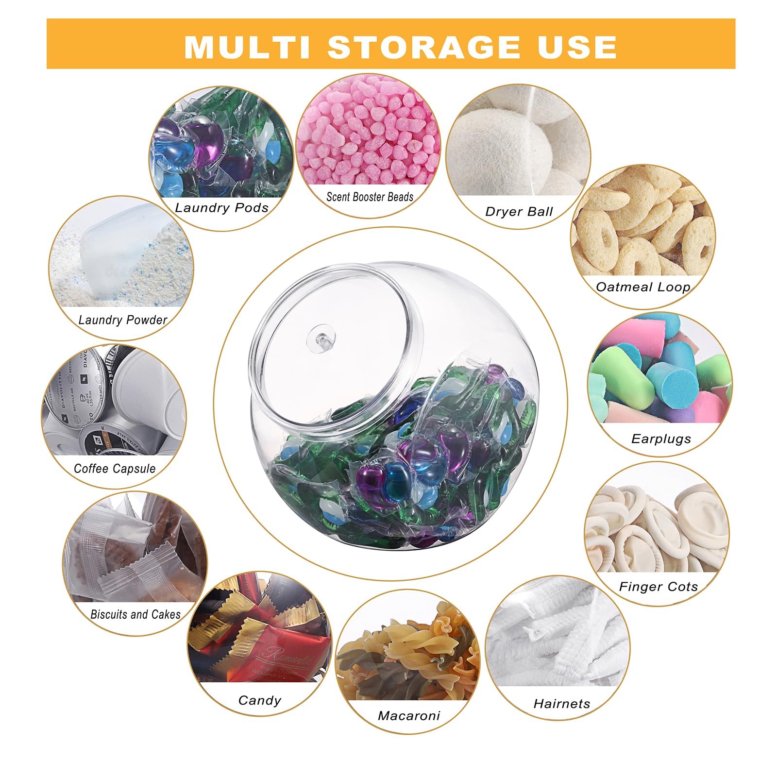 Sumnacon Laundry Pods Container with Lid Wide Mouth 80 Ounces, Transparent