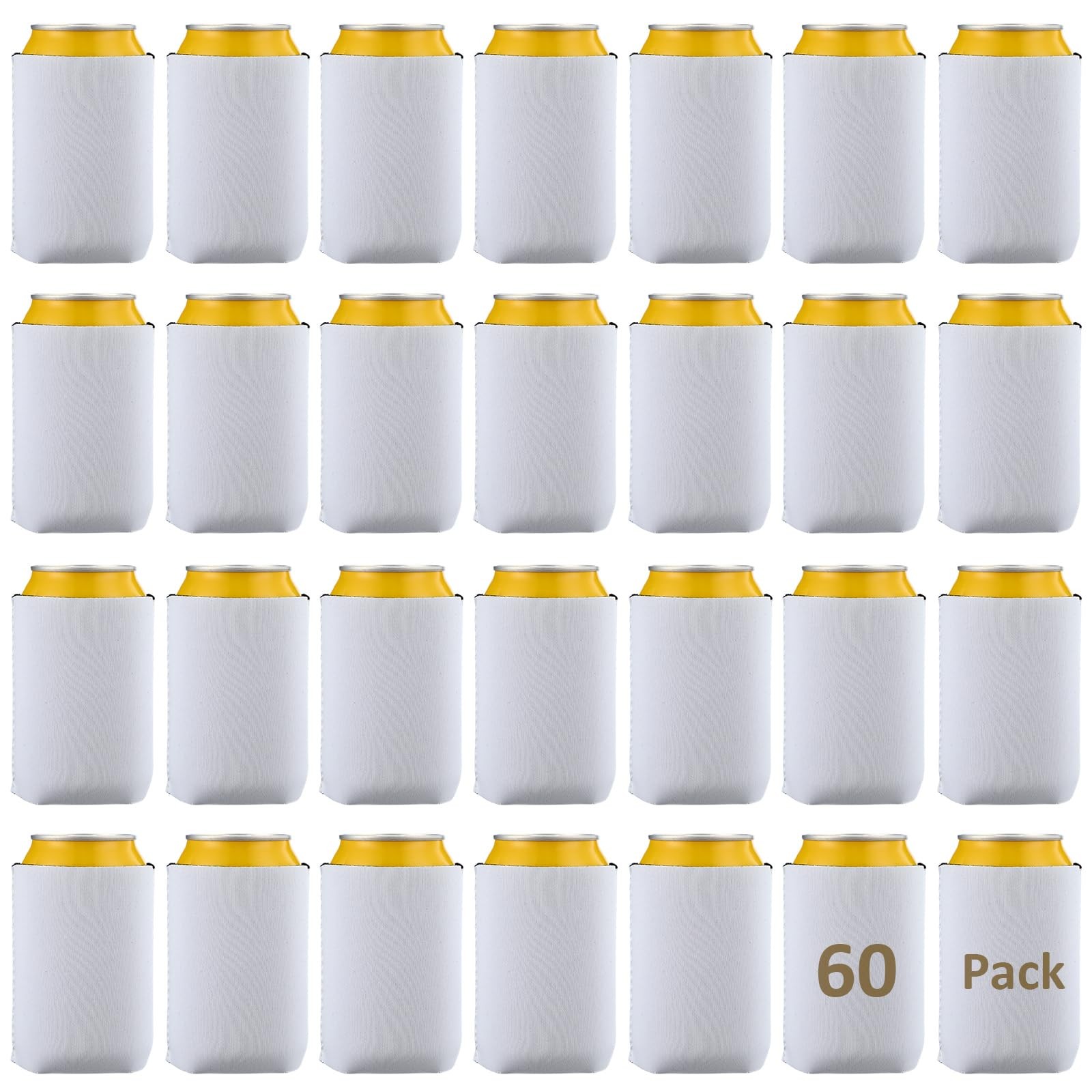 CHENGU 60-Pack Blank Neoprene Can Cooler Sleeves for 12oz Cans – White Drink Ins