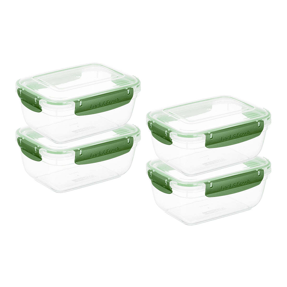 Superio Plastic Food Storage Containers, Airtight Lids, 48 oz., Green, 4 pack