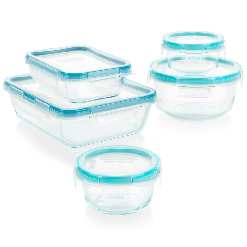 Airtight Glass Storage Containers Set W/ Write Erase Labels Microwave Safe New