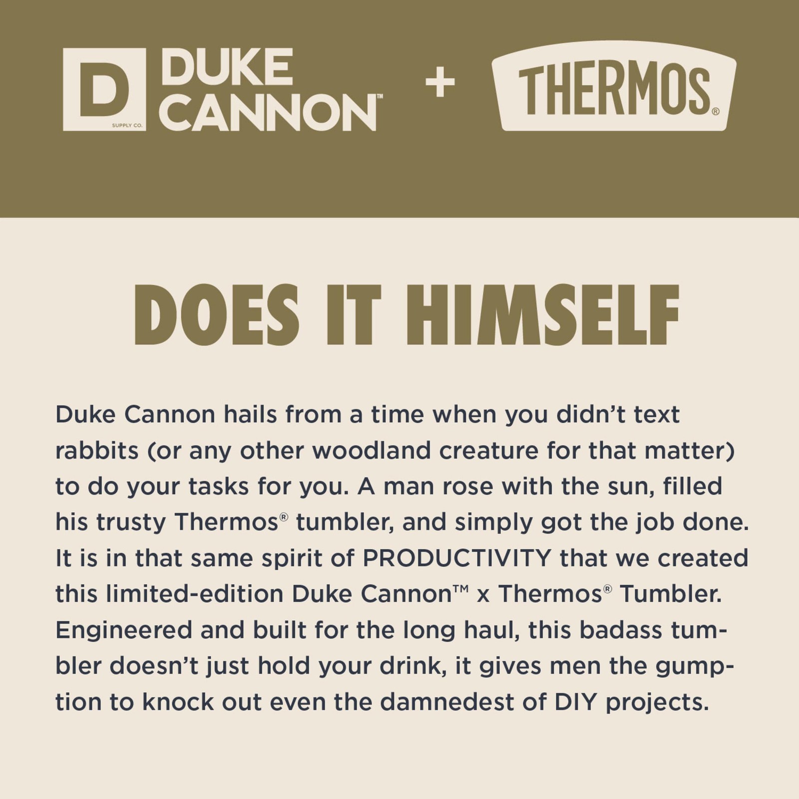 Thermos Duke Cannon Stainless Steel Tumbler Slide Lock 18 Ounce Productivity