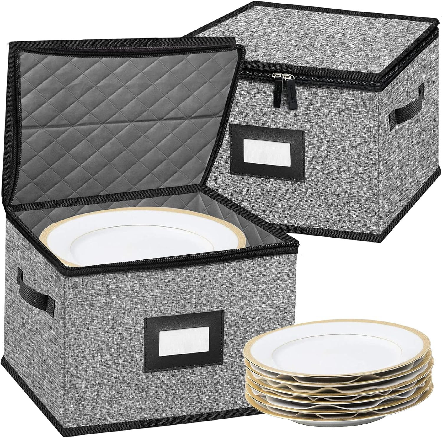 China Storage Containers-Quilted Dish Storage Containers with Lid Hard Shell for