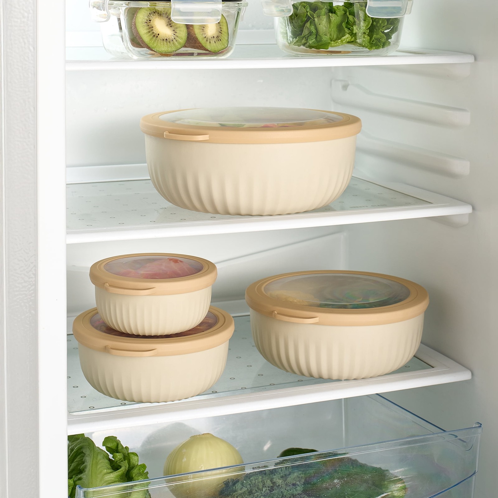 BPA-Free Stackable Food Storage Containers–Tight-Seal Lids,Assorted Sizes,4-Pack