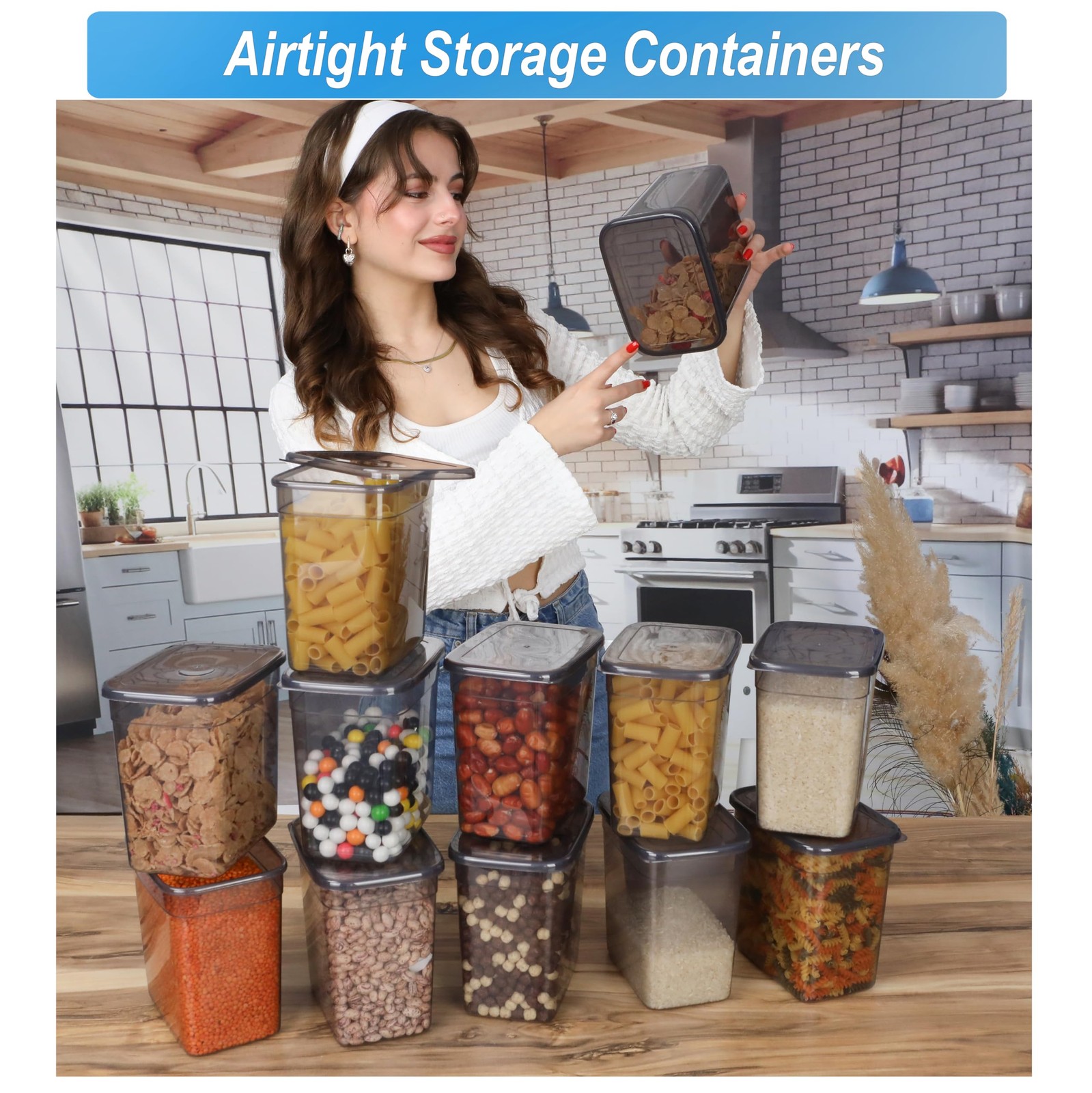 Storage Jars with Lid, Airtight, Set of 12 Storage Containers, BPA-, Storage …