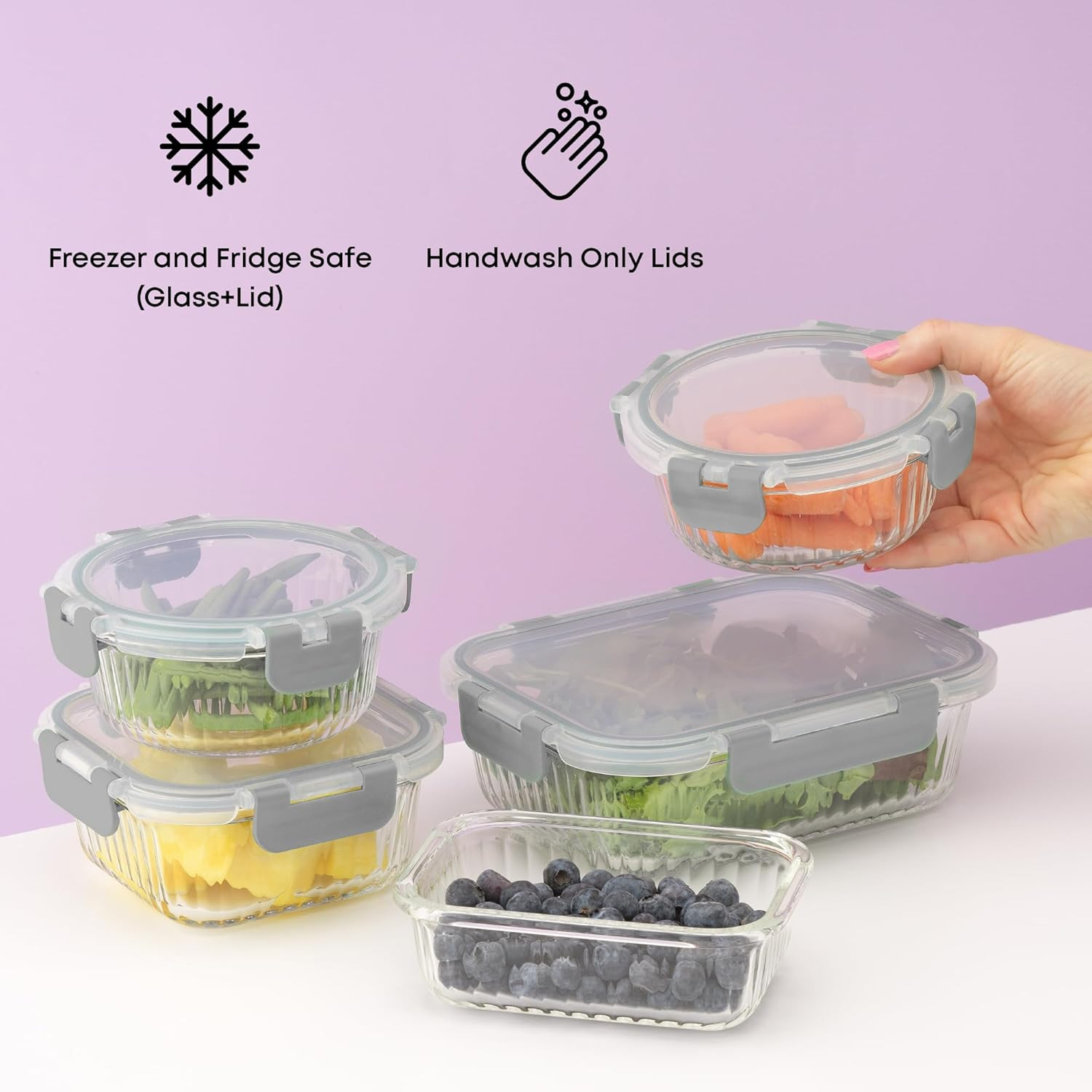 JoyJolt 24pc Borosilicate Glass Storage Containers with Lids | 12 Airtight/Freez