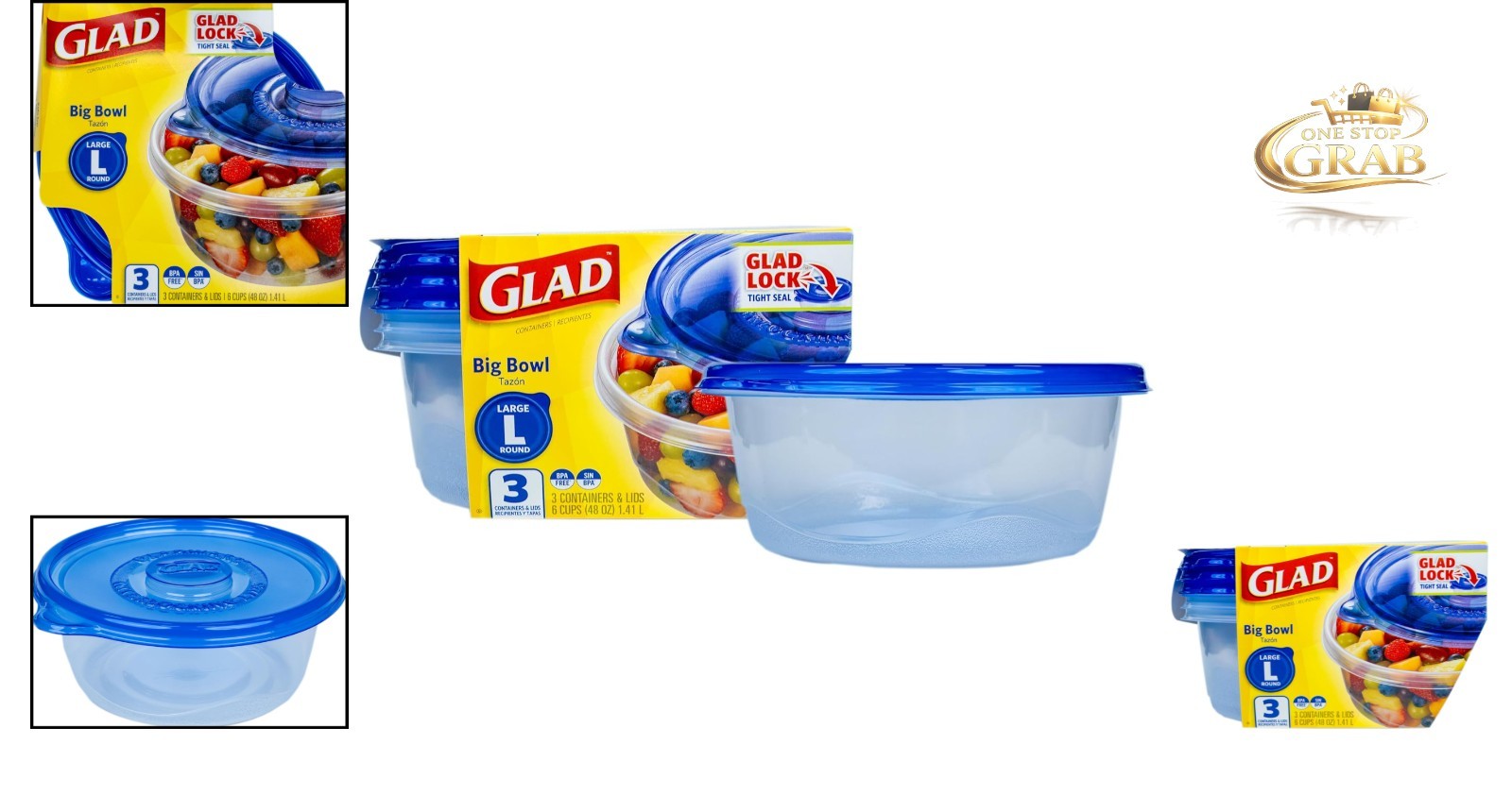 Ware 48 Oz Round Food Storage Containers with Lids BPA Free Microwave Dishwas…
