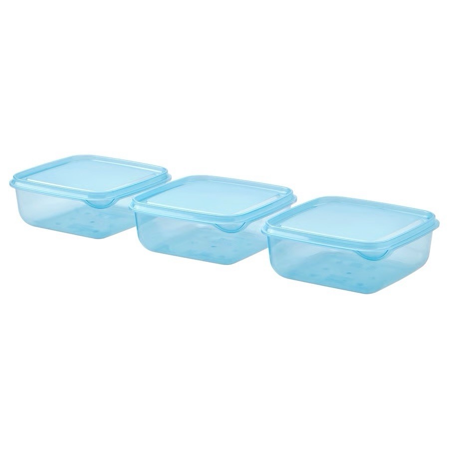 IKEA PRUTA Blue Food Container 20 oz Practical Lid Fun Storage Solution 2 Packs