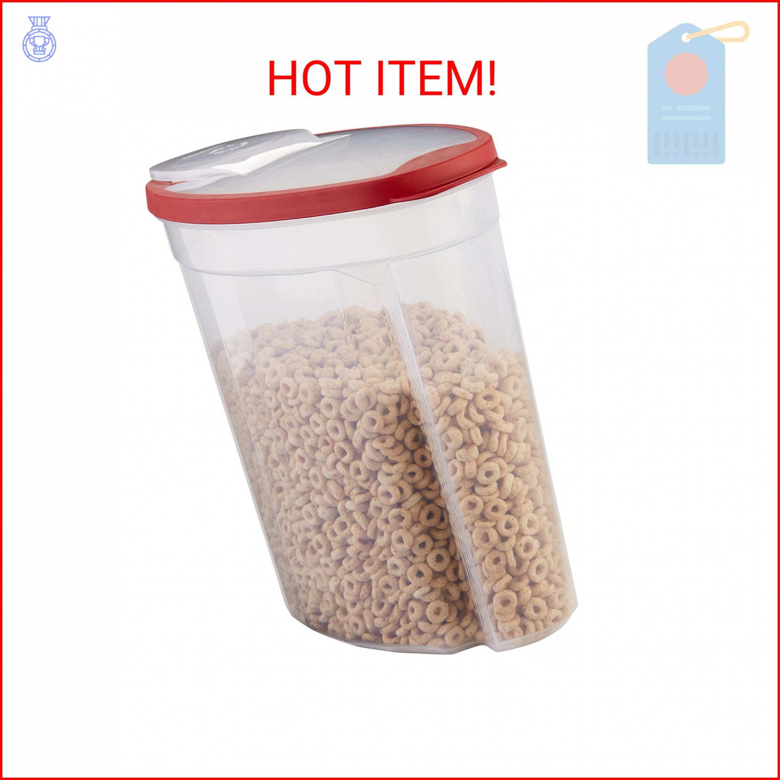 Rubbermaid Flex and Seal Cereal Keeper, 1.5 Gallon, BPA-Free, Clear with Red Lid