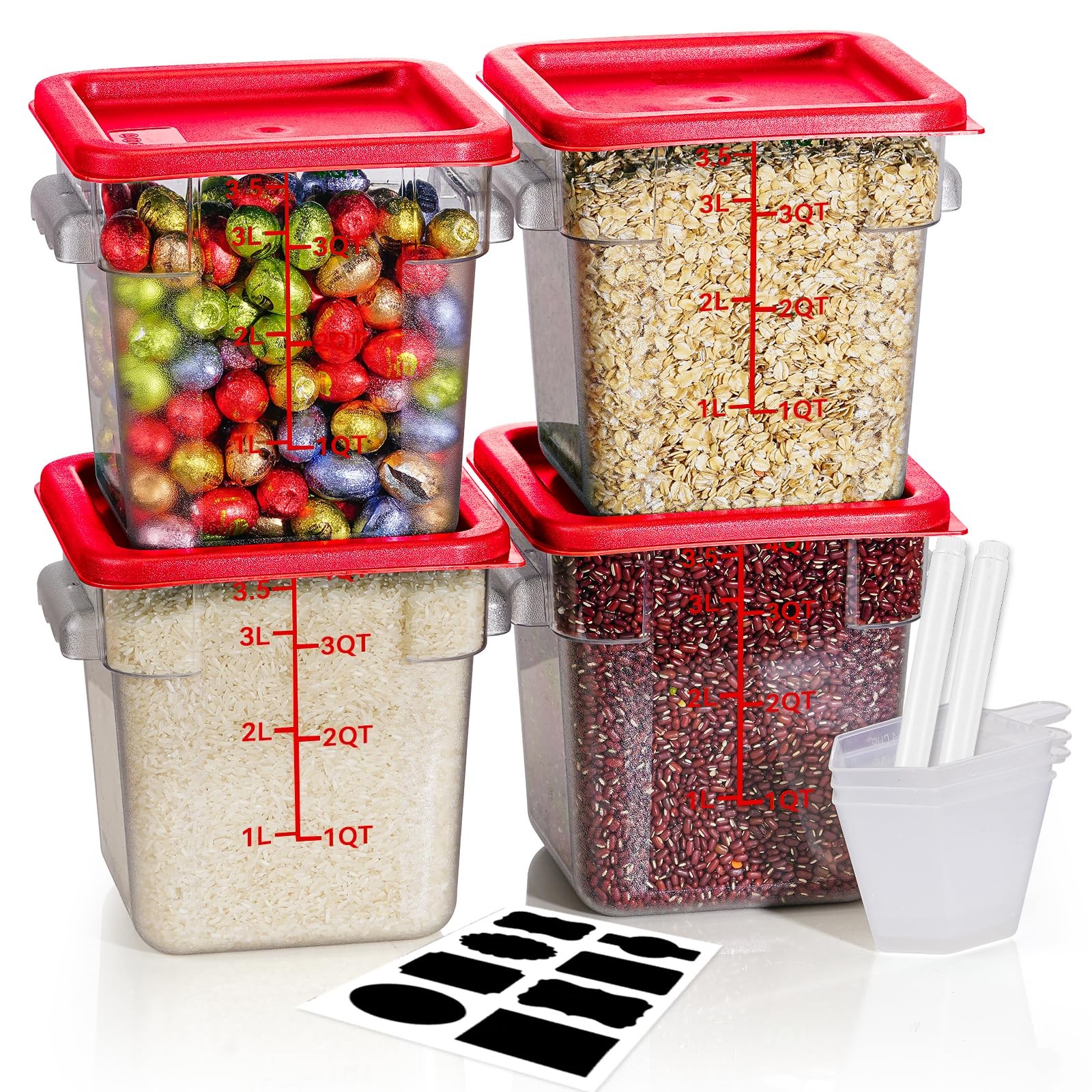 4QT NSF Food Storage Containers: 8 PCS [Food ][Hot&Cold Resistant] Commercial…