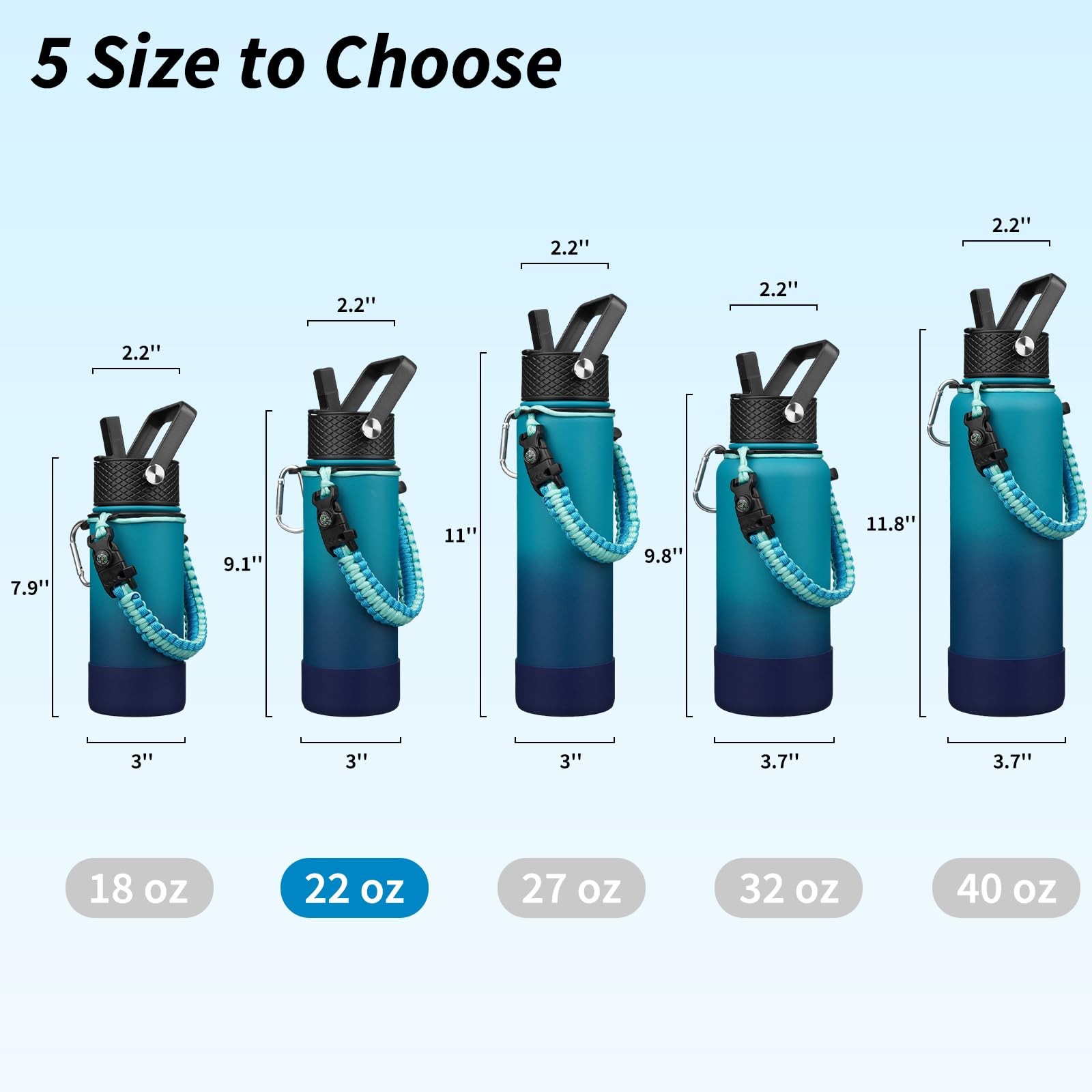BJPKPK 22oz Insulated Water Bottle with Straw Lid – Hot/Cold Thermal Flask