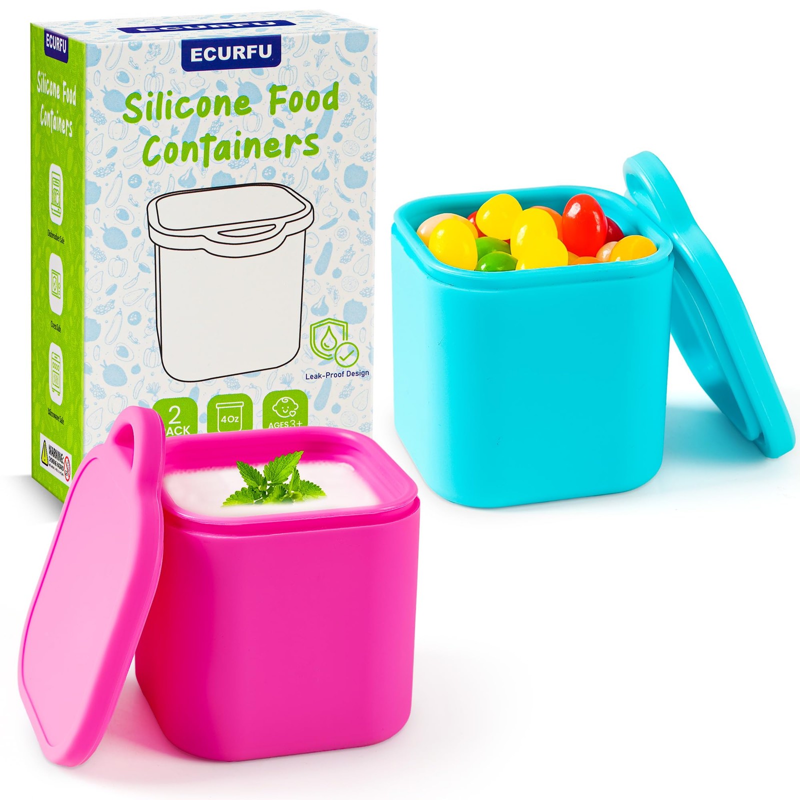 Silicone Dips Containers, 2x 4 oz Salad Dressing Container To Go, Condiment C…