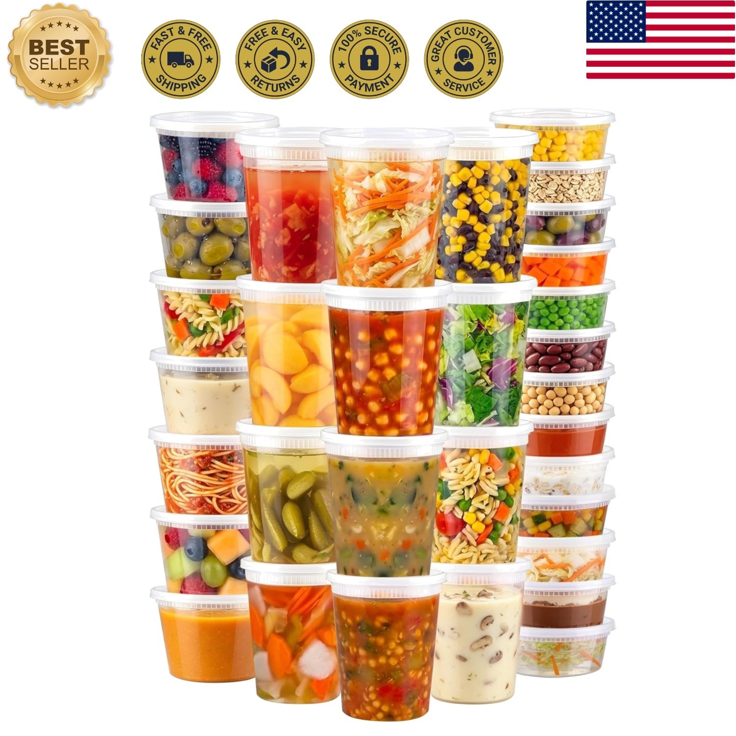 Microwave, Freezer & Dishwasher Safe 48-Piece Deli Containers – Durable & Clear