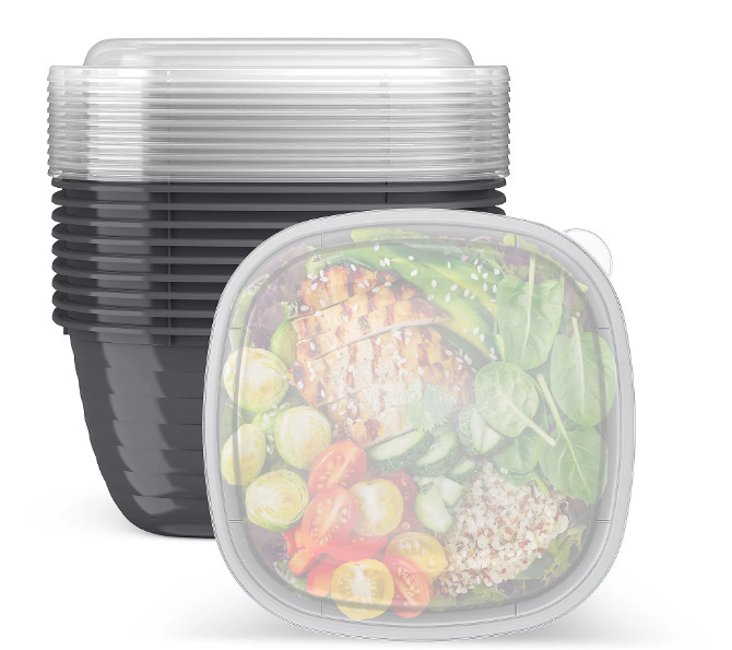20Pc Meal Prep Bowl Set with Lids Single Compartment Stackable Containers