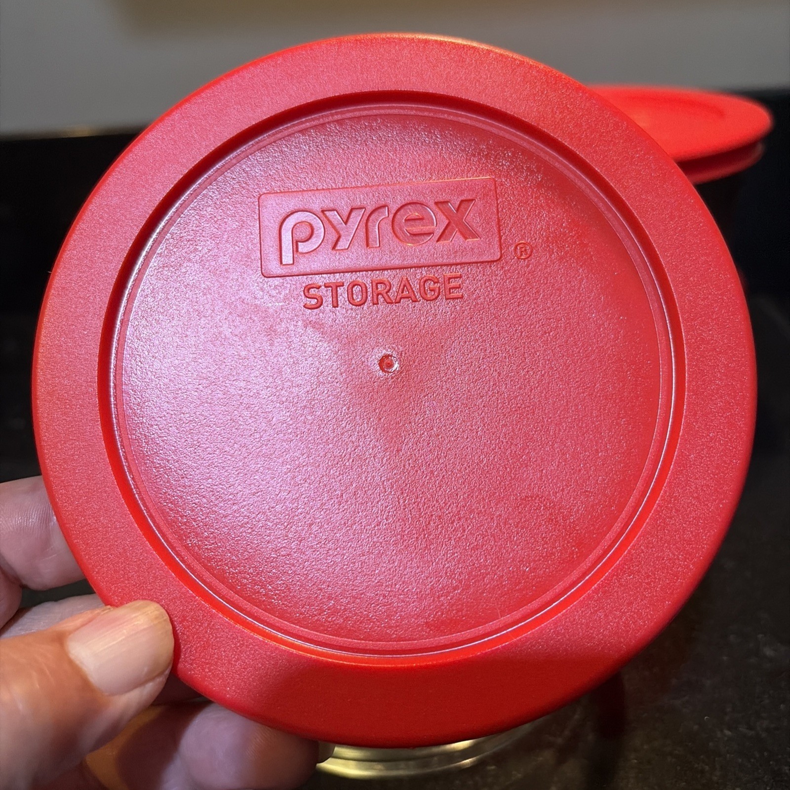 Set of 3 PYREX 7200 Clear 2 Cup Bowls Round Glass Storage with Red Lids READ