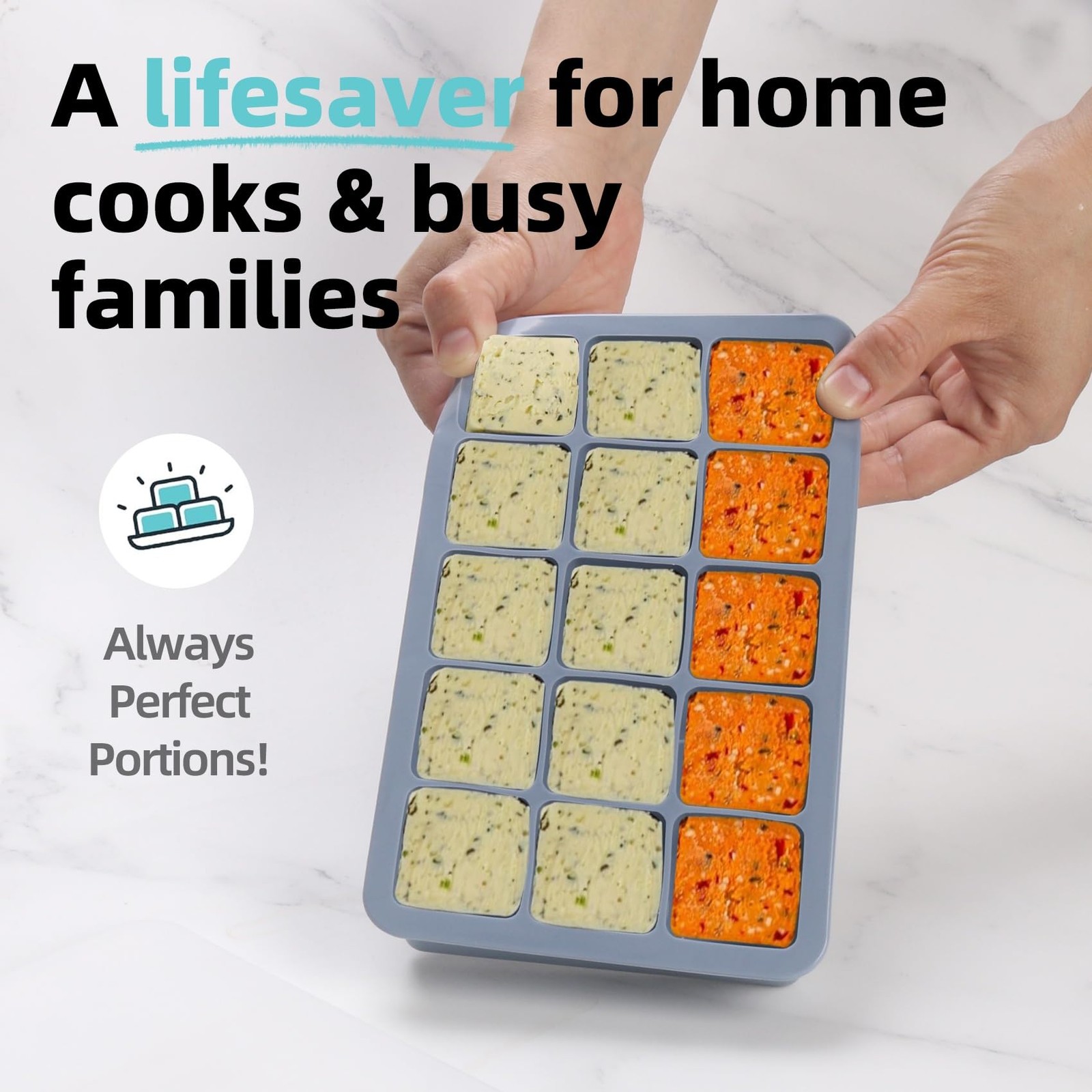 2 Tbsp Silicone Freezer Molds – Perfect for Storing Garlic, Herbs, Ginger, Pe…