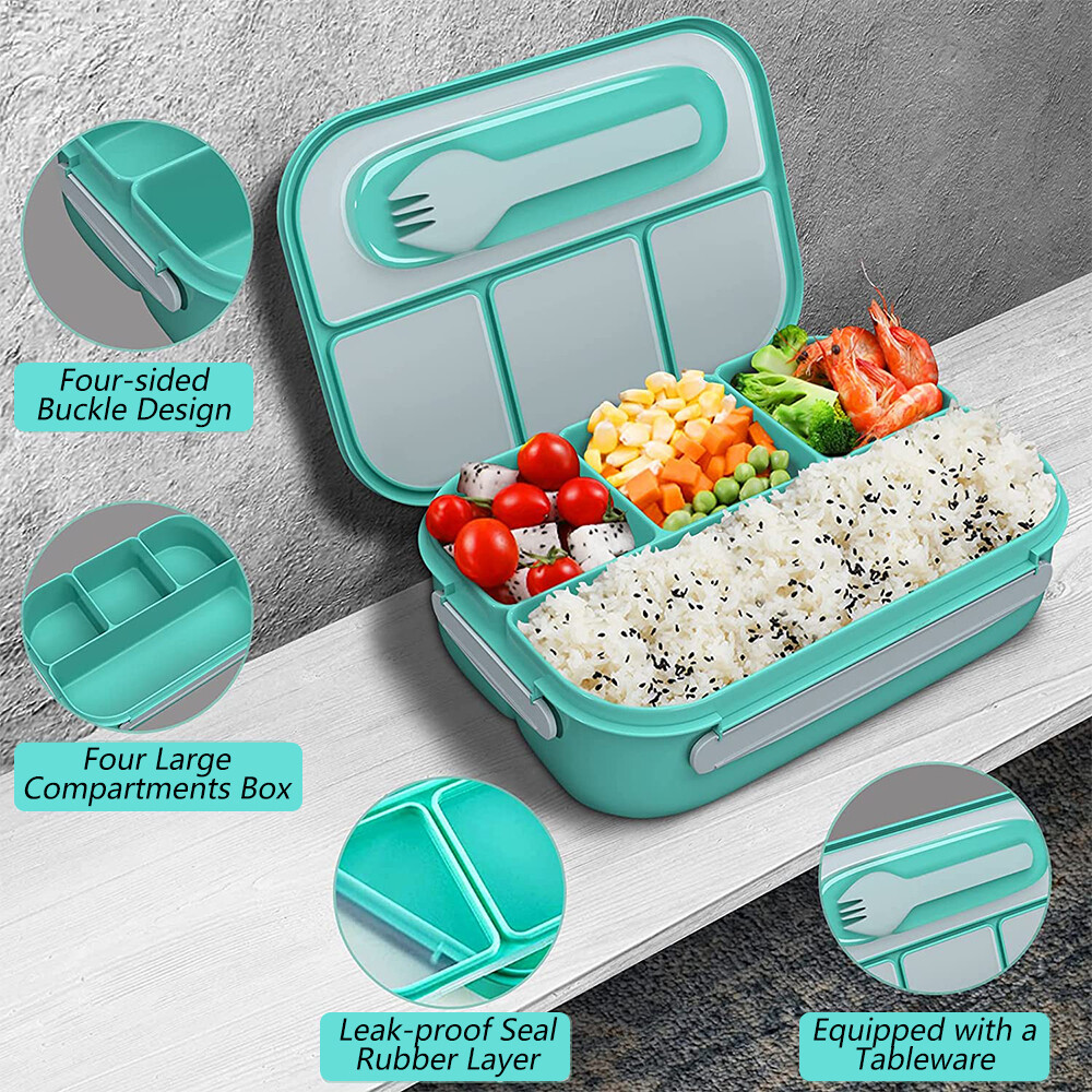 Bento Box Lunch Box Leak Proof Containers 4 Compartment for Toddler Kids Adults
