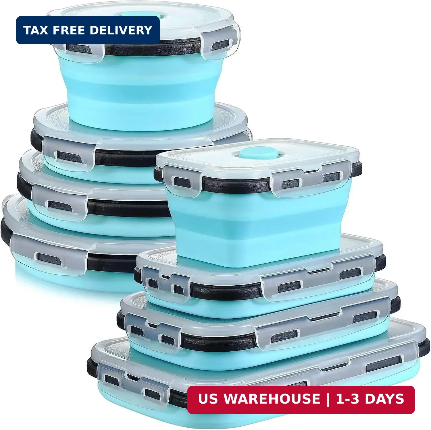 Collapsible Food Storage Containers with Lids – for Camping RV Accessories