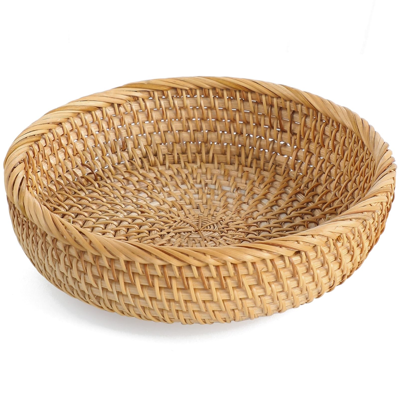 Handmade Rattan Bread Baskets Round Wicker Fruit Serving Storage Bowls, Natur…