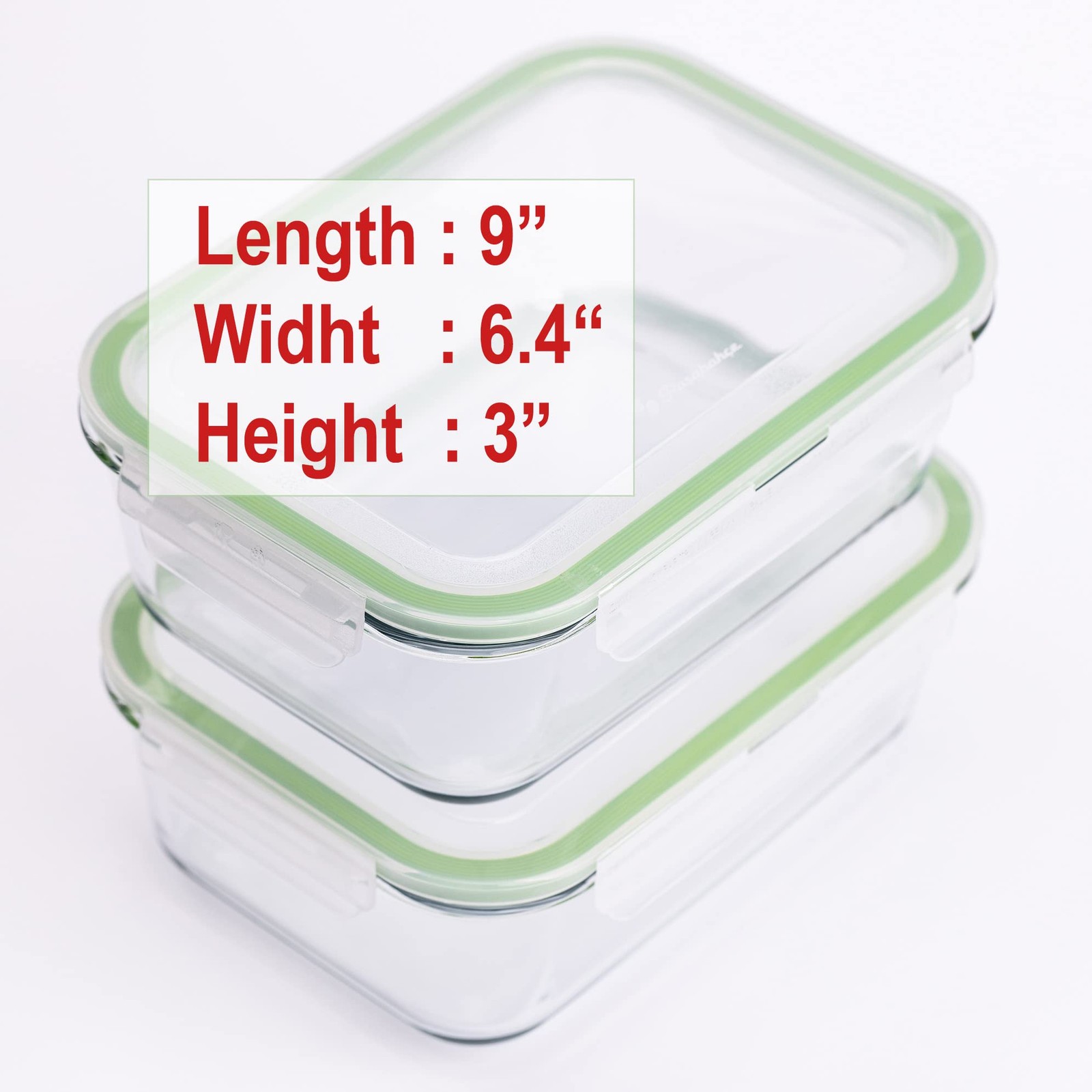 63 Oz 2 Pcs Large Glass Food Storage Containers 8 Cups Family Size Set Baking…