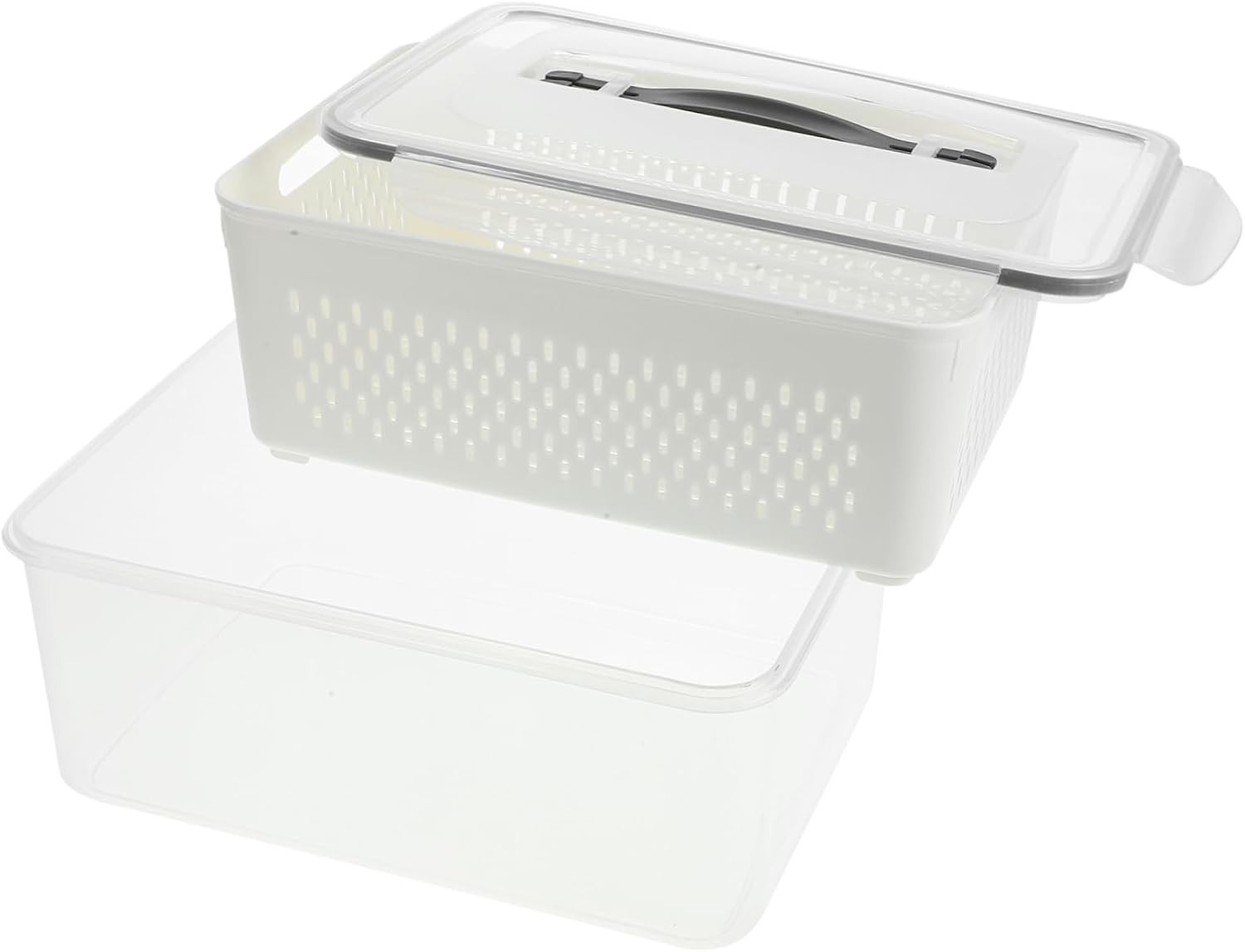 Food Fresh Container with Lid and Colander Draining Organizer Box for Fruits …