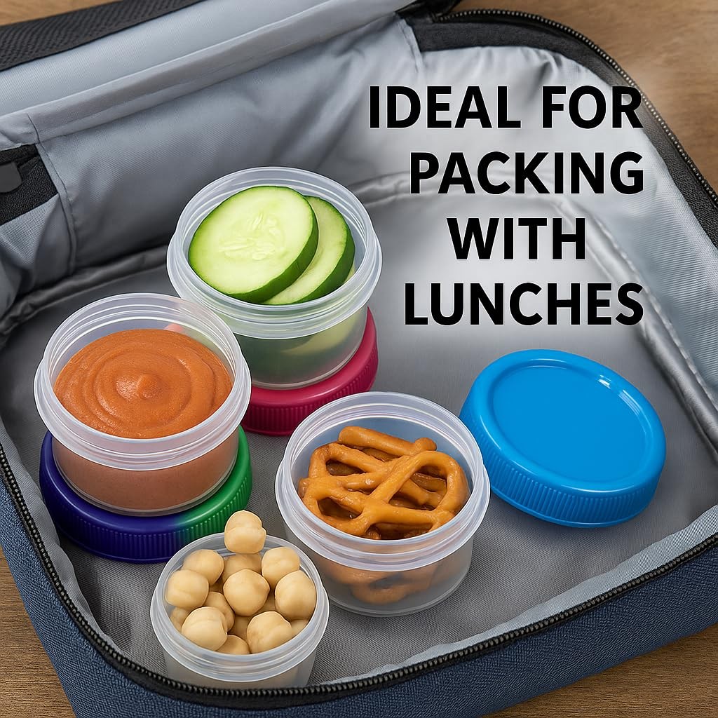 Twist Top 4-Pack Condiment Cups with Lids – 1.18 oz BPA-Free Mini Containers …