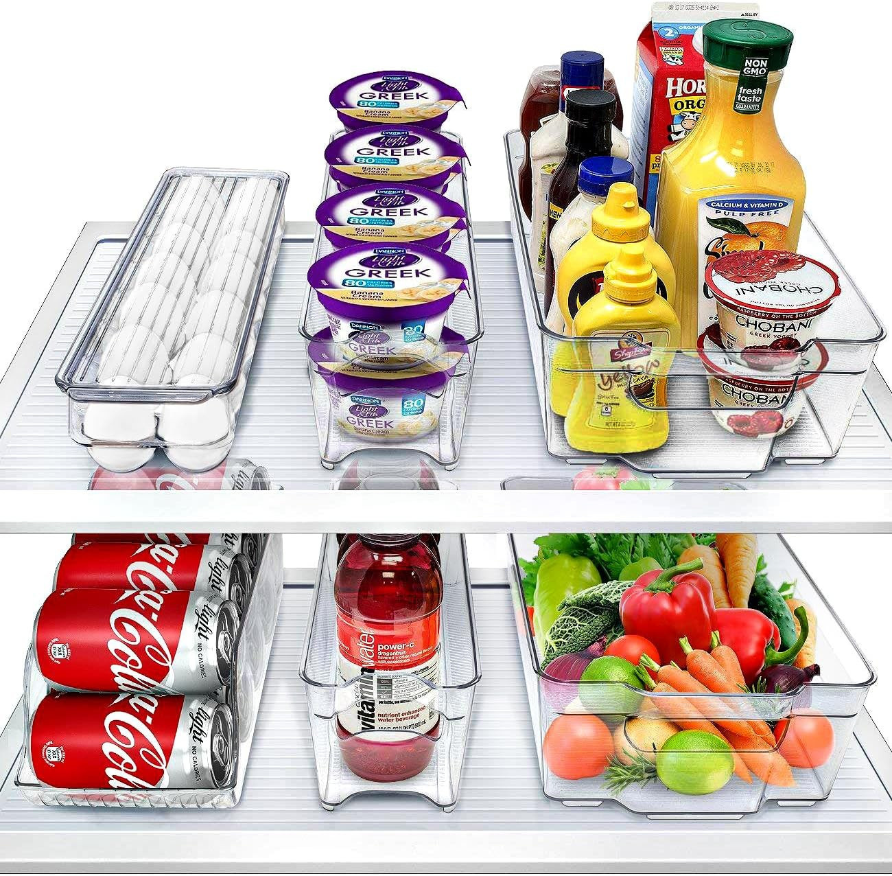 Fridge Bin & Freezer Bin Refrigerator Organizer Stackable Food Storage Container