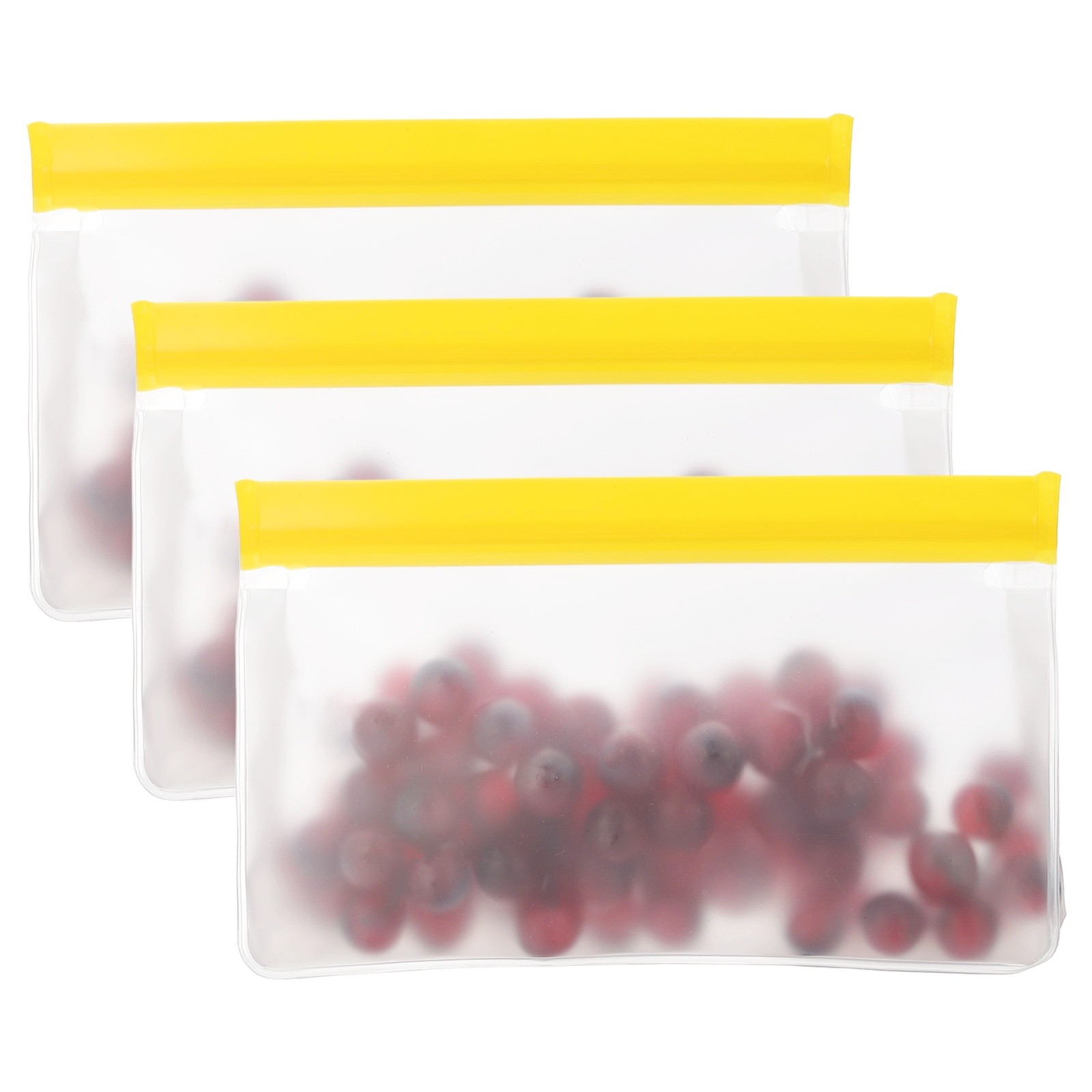 6″x2″x4.1″ Reusable Freezer Bag, 3 Pcs Leakproof Zip Bags, Yellow