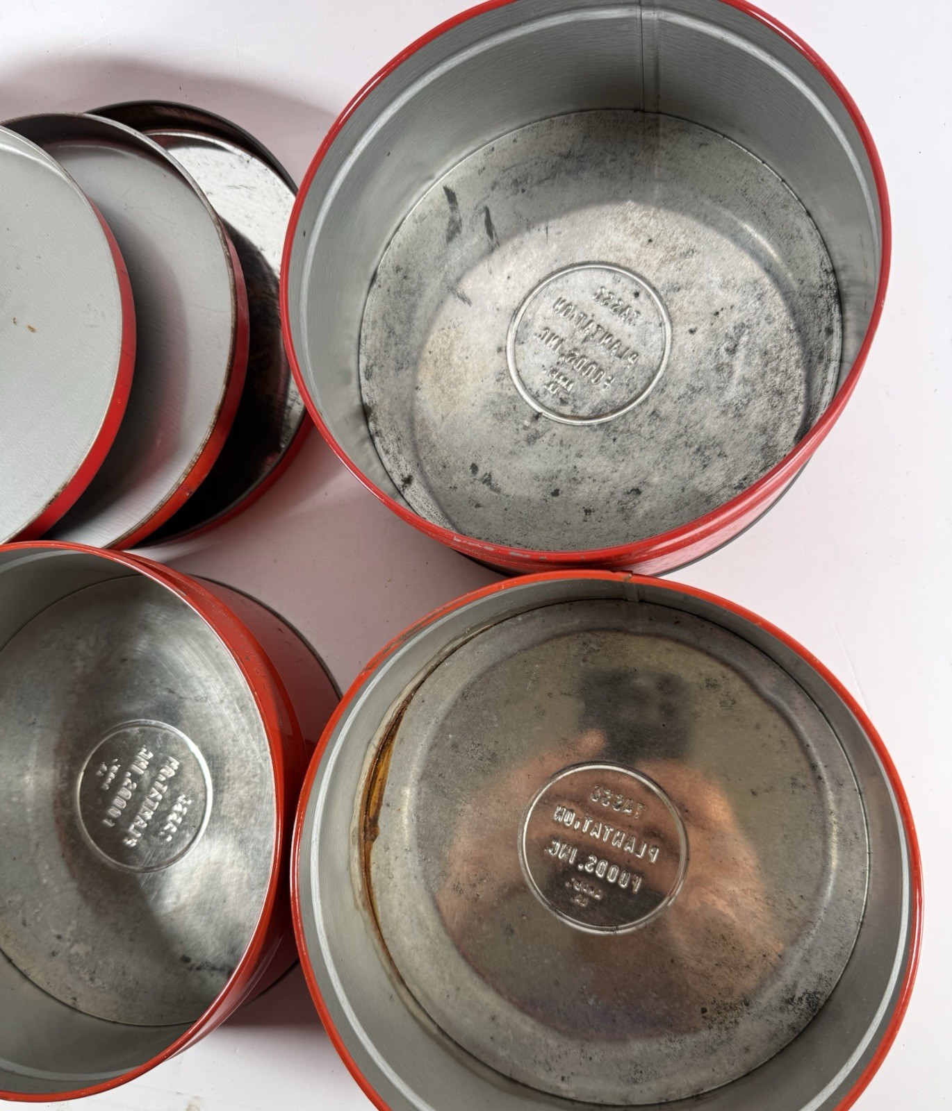 Lot of 3 Vintage Plantation Foods Holiday Fruit Wreath Cookie Tins 3”x6.5”