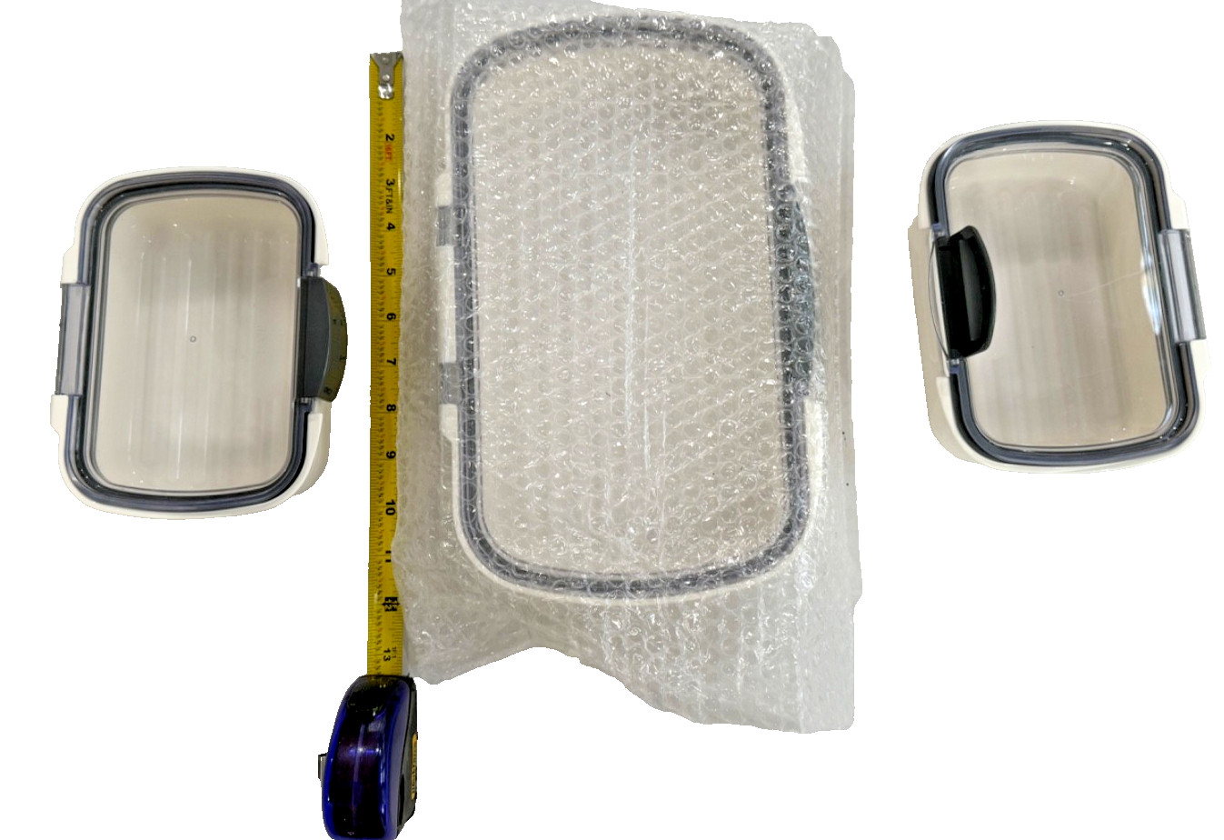 Set of 3 Rectangular Plastic Food Storage Container Lids – Gray Gasket Snap Lock