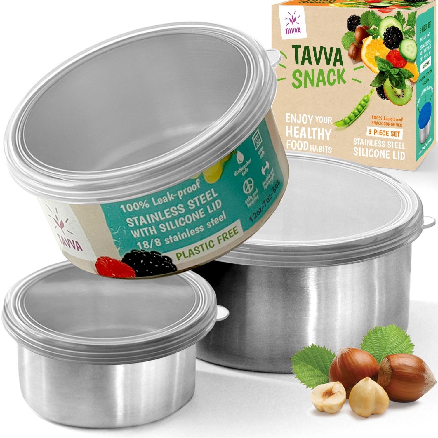 Kids Snack Containers for School [12oz/ 7oz/ 3oz] – Stainless Steel Lunch Con…