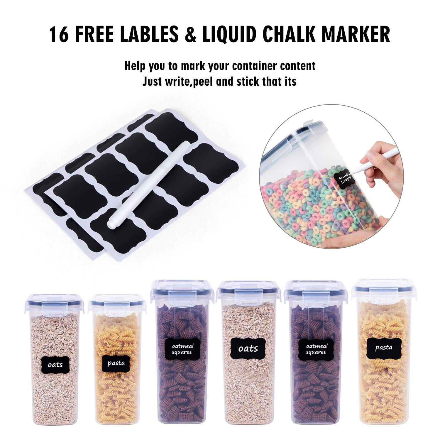 FOOYOO Cereal Containers Storage Set – 6 Piece Airtight 6 Piece, 6