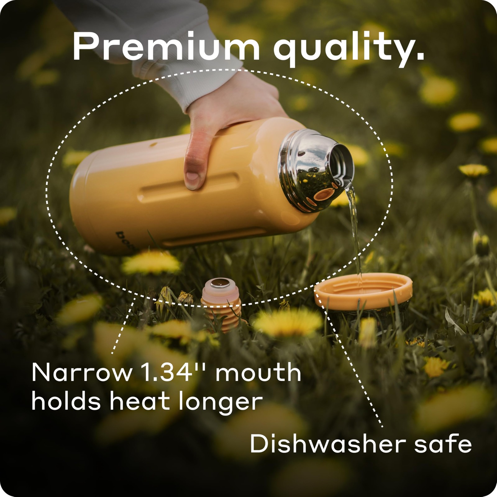 – 34 Oz Vacuum Insulated Stainless Steel Water Bottle Cup Lid – –