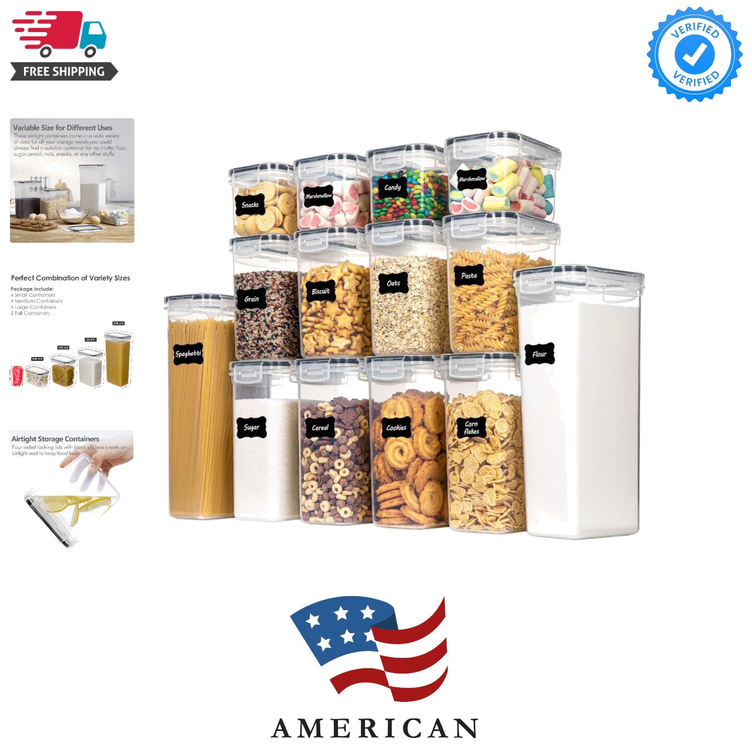 Airtight Food Storage Containers Set, 14 PCS Kitchen Storage Containers with …