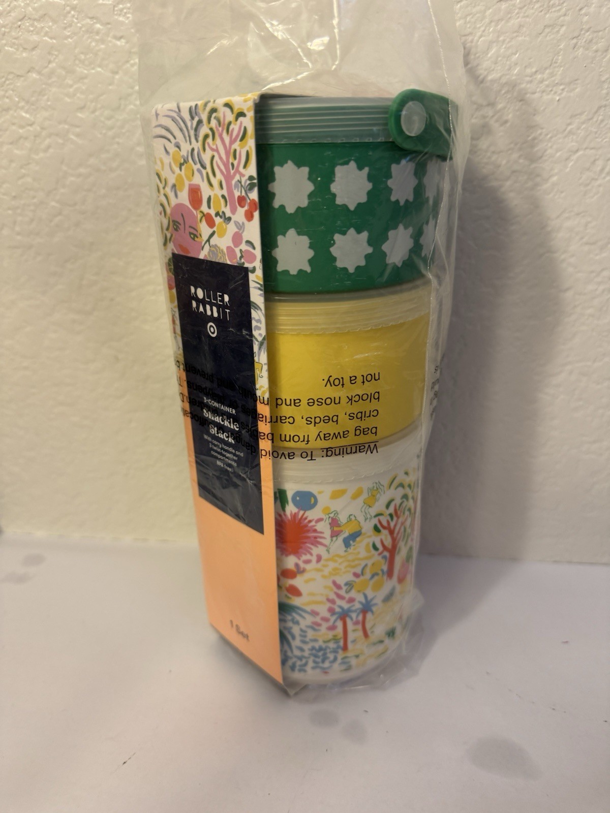 Roller Rabbit Vacation Stackable Snacklebox Yellow/Green