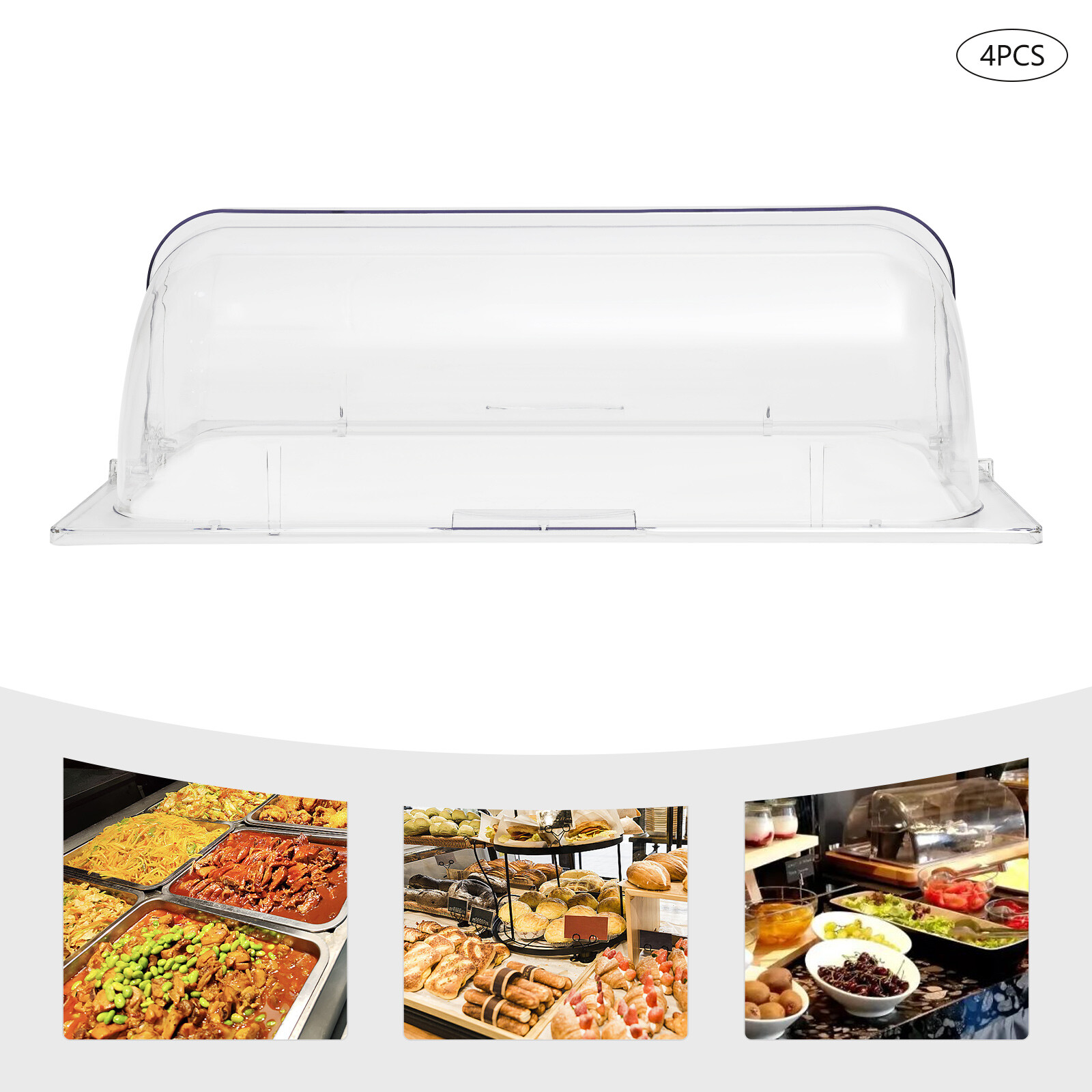 4 Pack Clear Roll Top Food Proof Cover Cover Chafing Dish Clear Display Cover