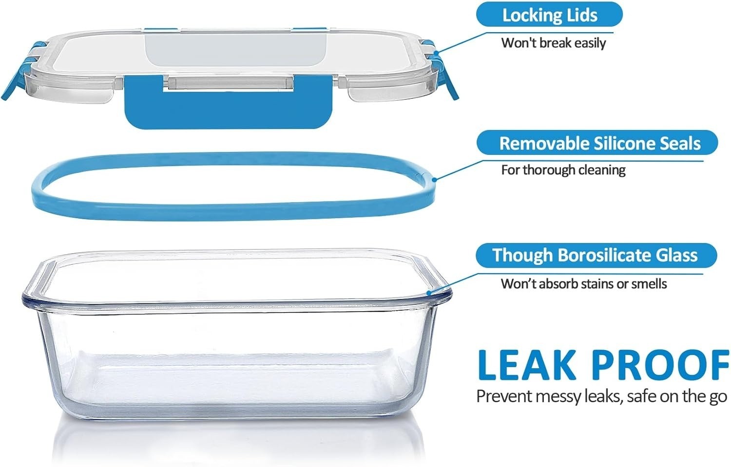 Set of 30 Glass Food Storage Containers with Snap Lids Airtight Lunch Containers
