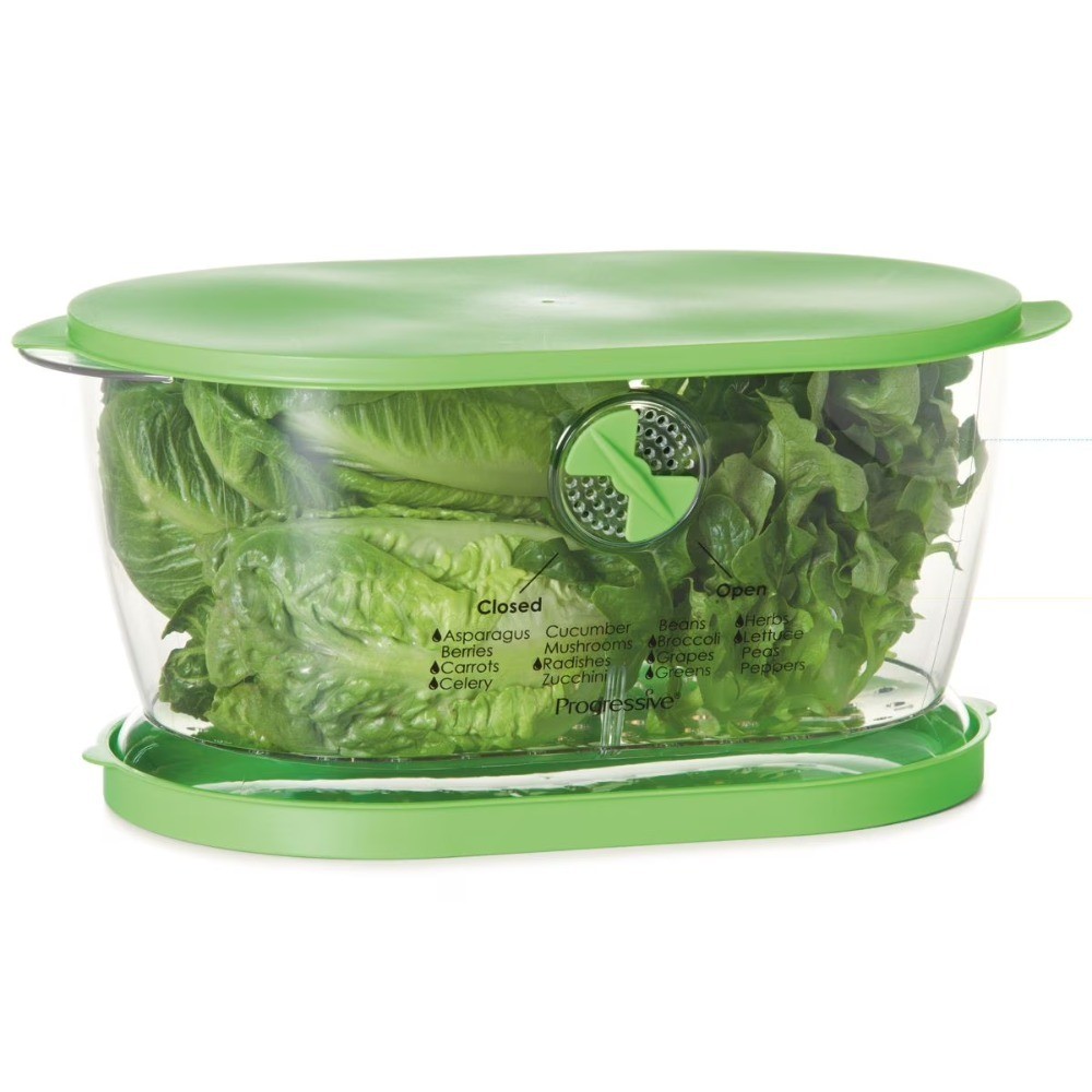 Lettuce Keeper Food Storage Container with Green Lid 4.7 Quart Capacity