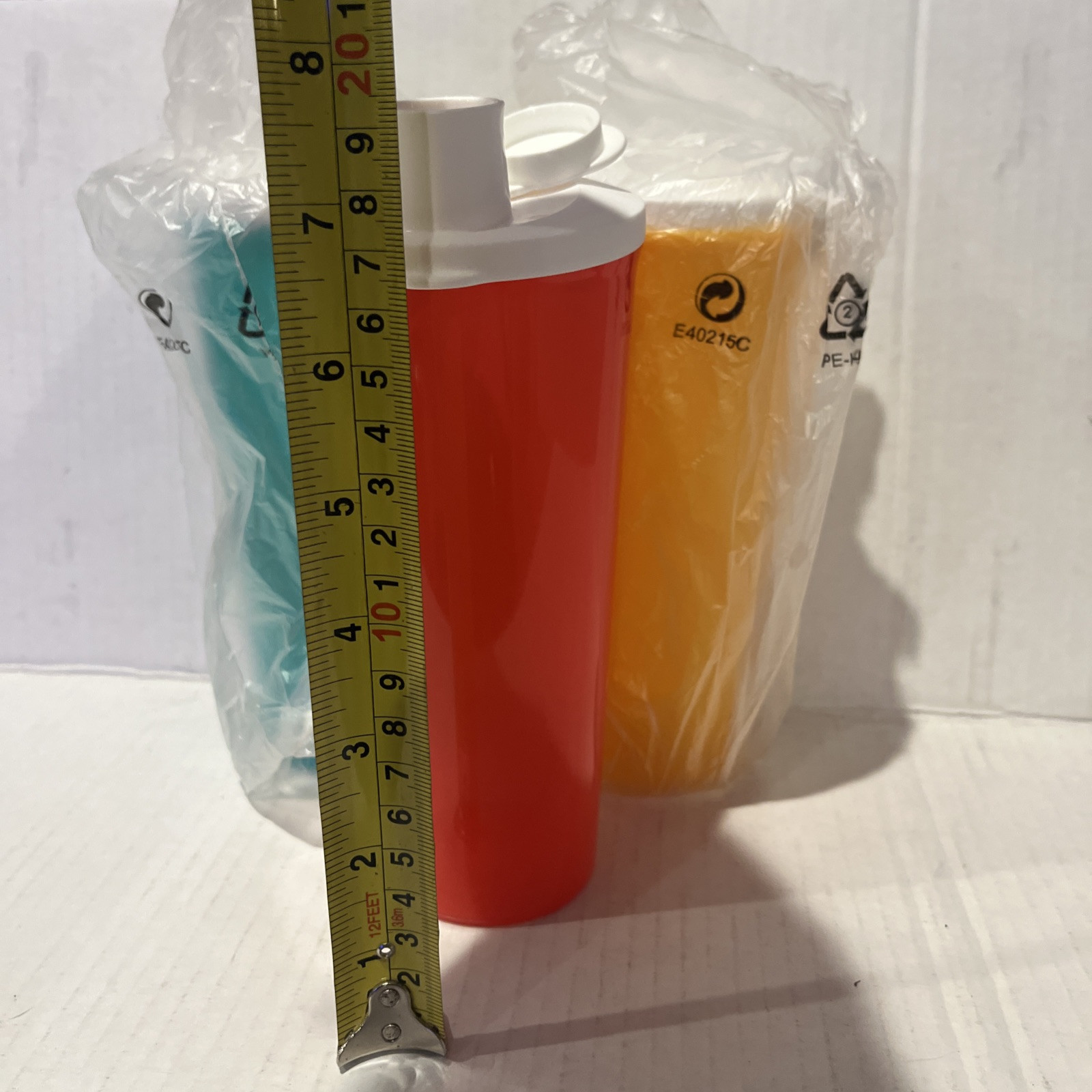 Tupperware Tumbler Lot 3x Cup 16 Ounce 470 ml Red Teal Yellow White Seal New