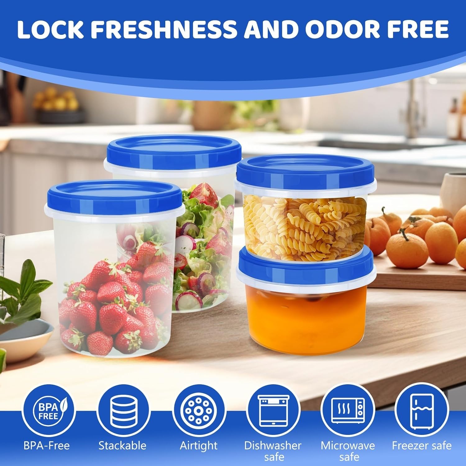 Reusable Freezer Containers with Leak-Resistant Lids
