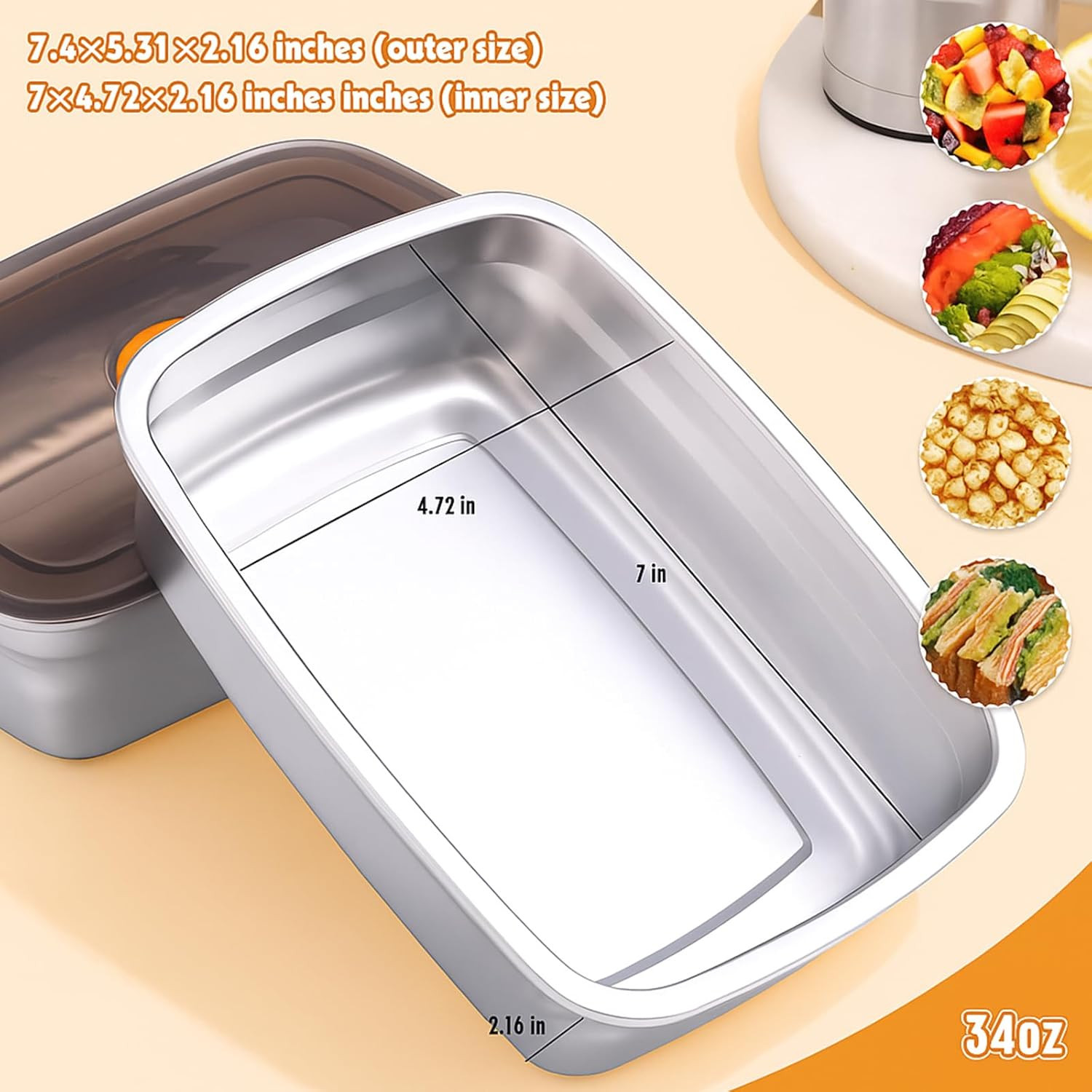 10 Pack Stainless Steel Food Storage Containers with Airtight Leak-Proof Lids, 3