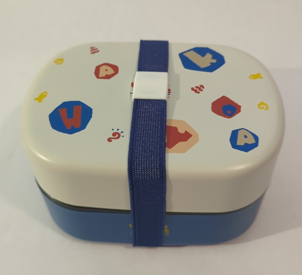 Japanese Traditional Hakoya Bento Lunch Box 2 Tiers Blue & White W/ Fork