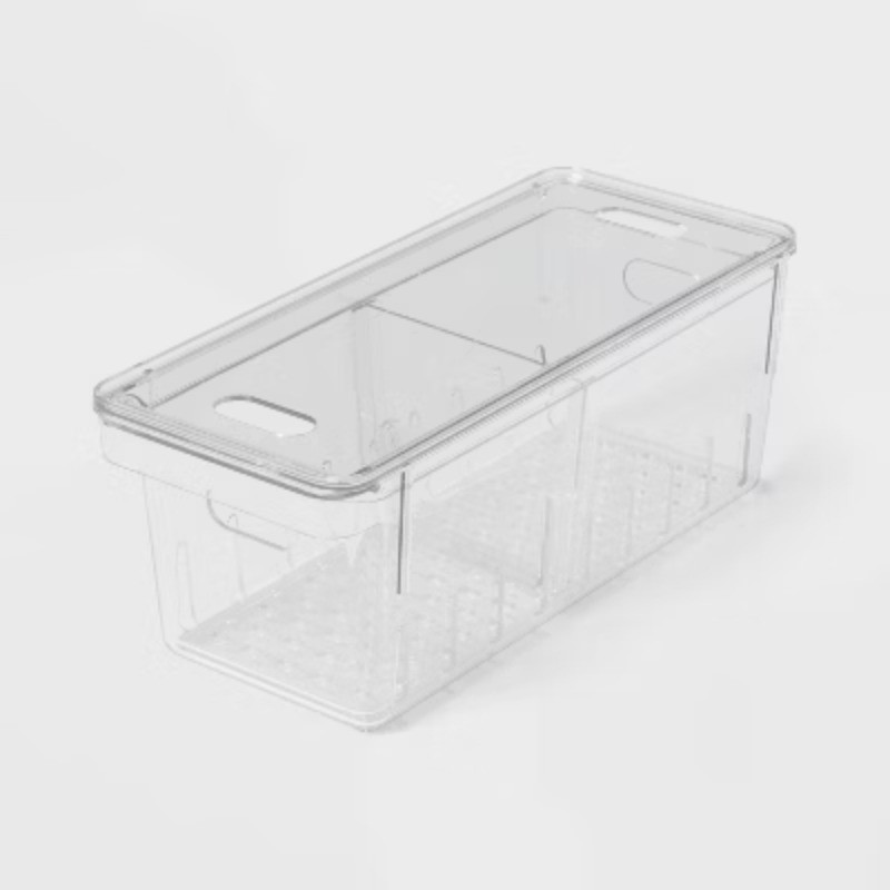 Divided Berry Bin Clear with Lid: Fridge/Freezer Safe, Kitchen Storage