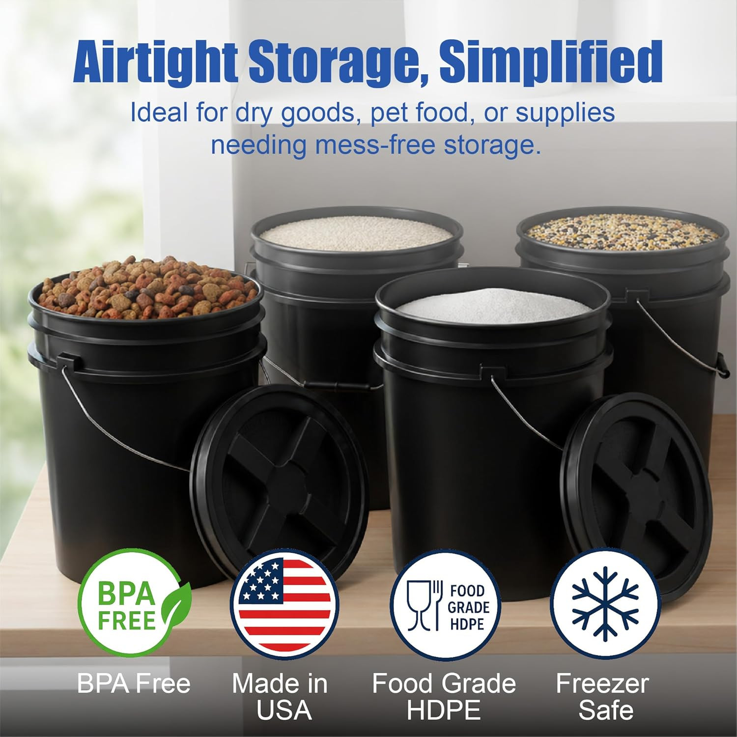 Epackagesupply 5 Gallon Bucket – Food Grade Bucket with Airtight Gamma Seal Scre
