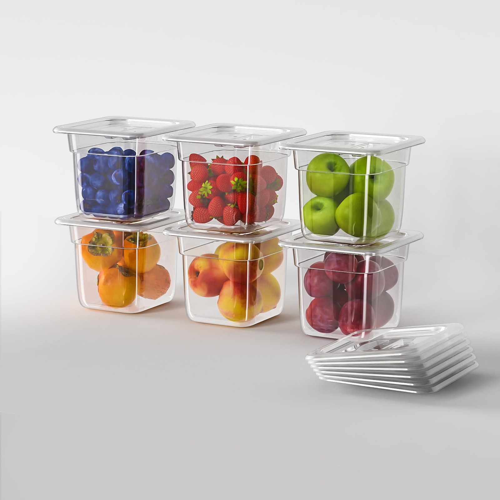 6Pack Food Pans, 1/6 Size 6 Inch Deep Commercial Food Storage Containers, Pol…