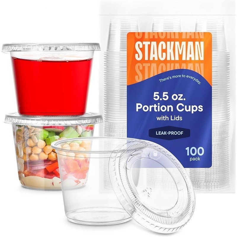 Airtight Portion Cups Dips Sauces Dressings Disposable Plastic Containers New