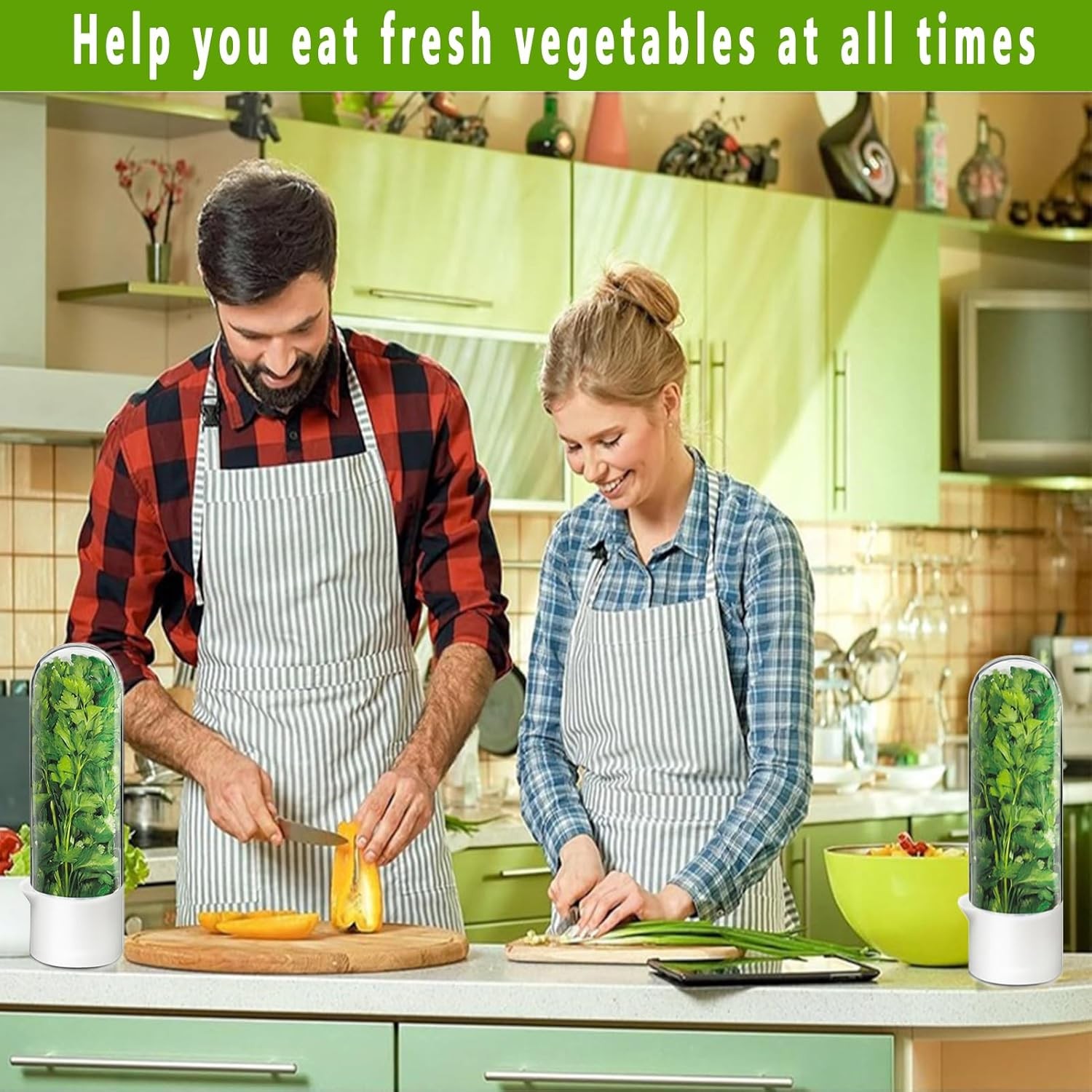 Cilantro Container for Fridge, Fresh Herb Keeper for Cilantro 2-3 Weeks (2PCS)