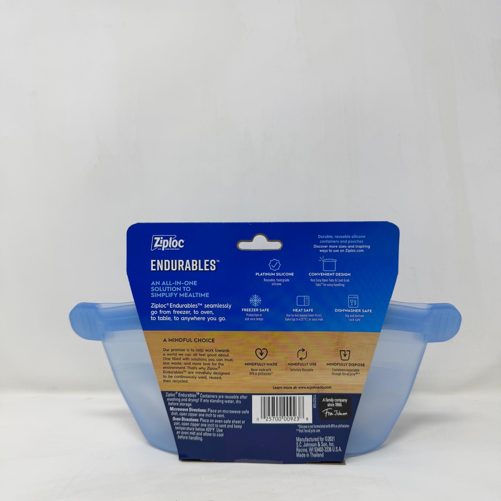 2 Pack – Ziploc Endurables Small Container, Reusable Silicone Bags, 16oz