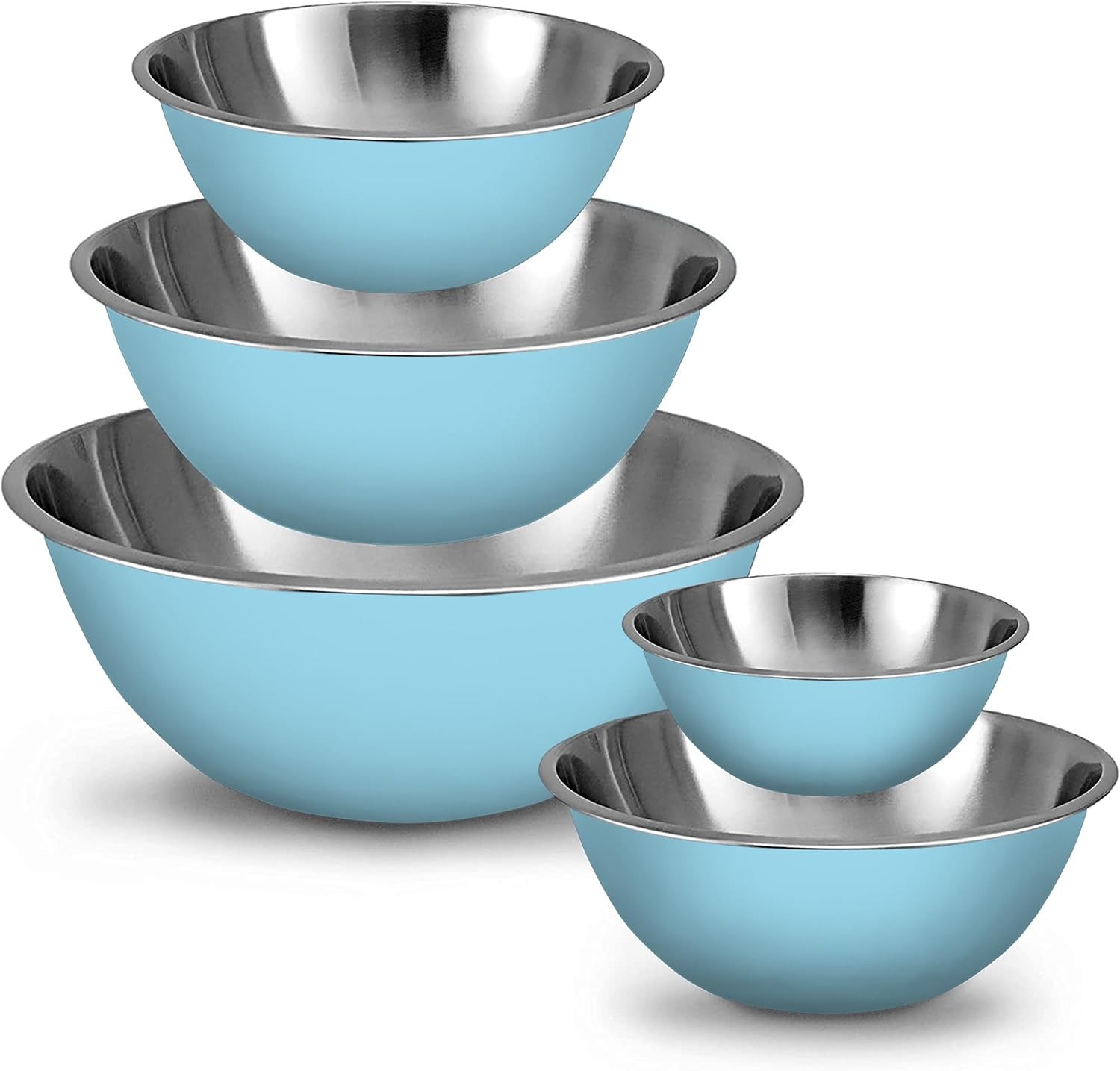 Meal Prep Stainless Steel Mixing Bowl 5-Piece Set Home Refrigerator & Kitchen