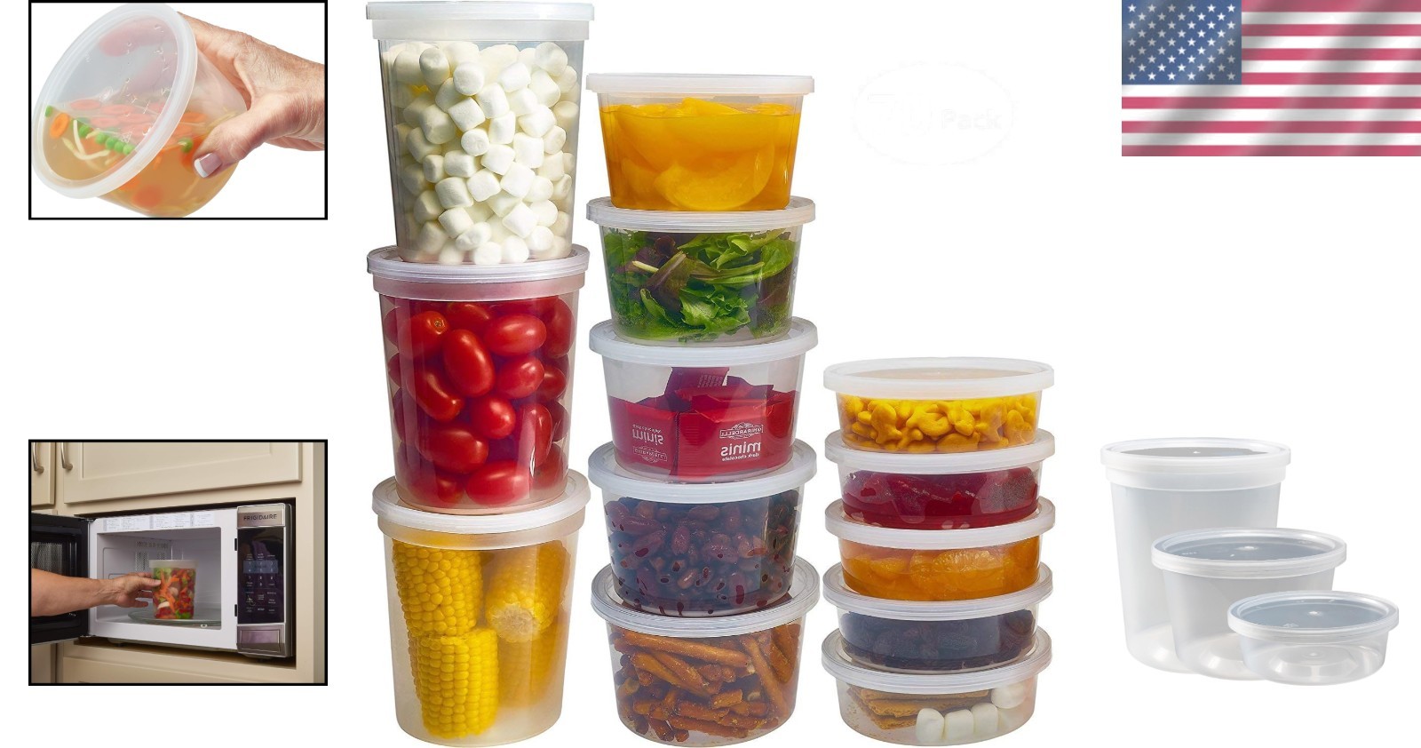 Durable BPA-Free Food Containers with Interchangeable Lids – 70 Sets and 3 Sizes